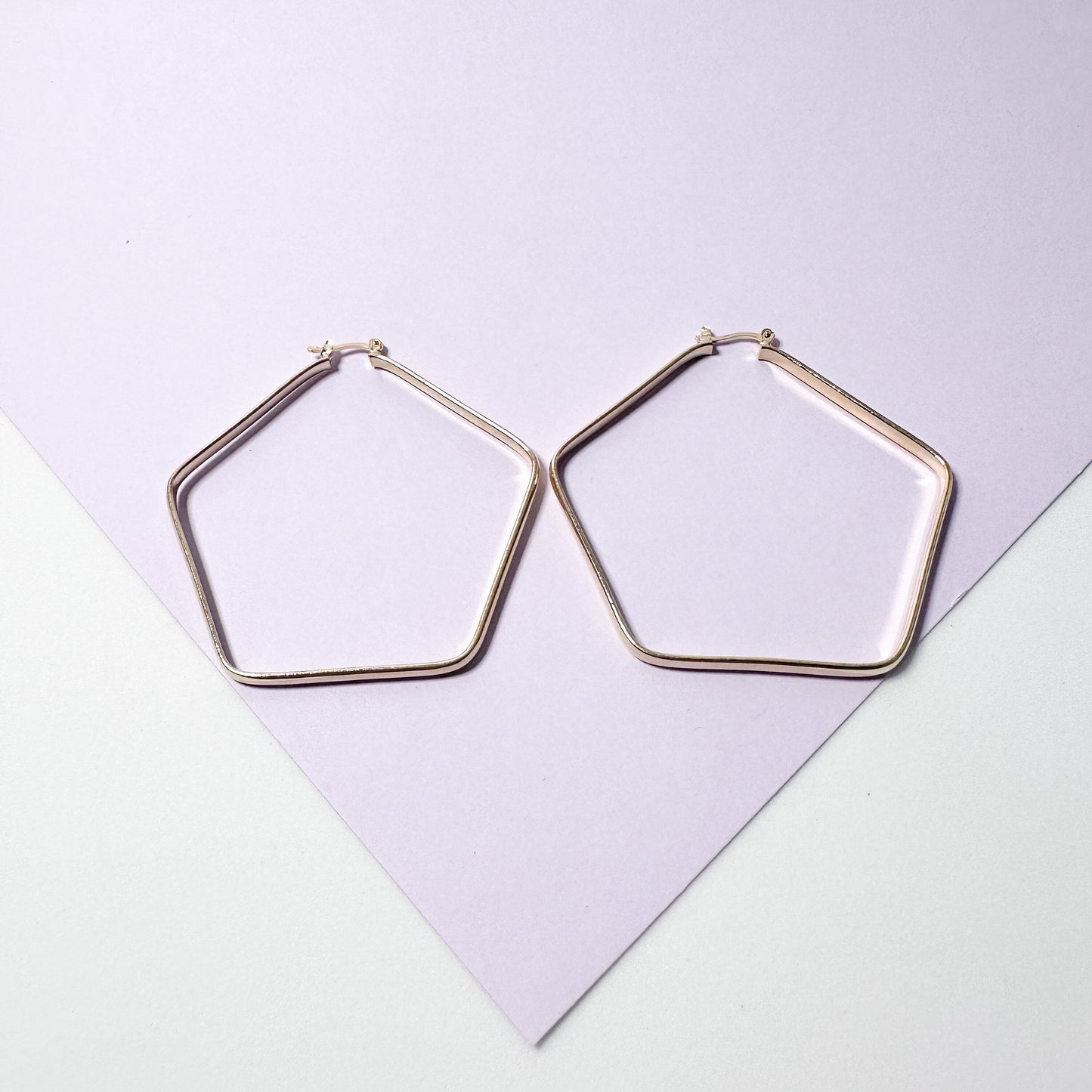 18k Gold Filled Light Pentagon Hoop Earrings