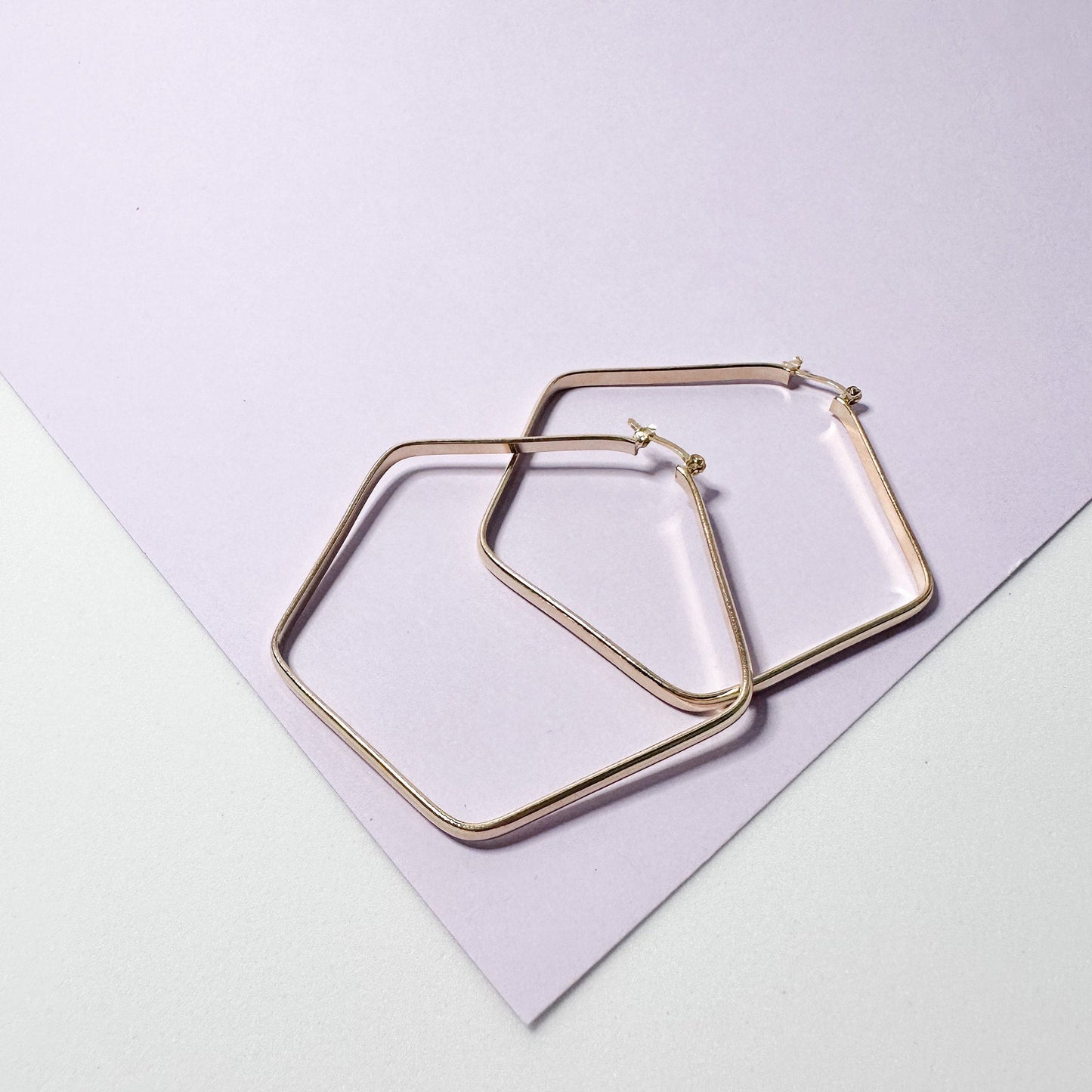 18k Gold Filled Light Pentagon Hoop Earrings