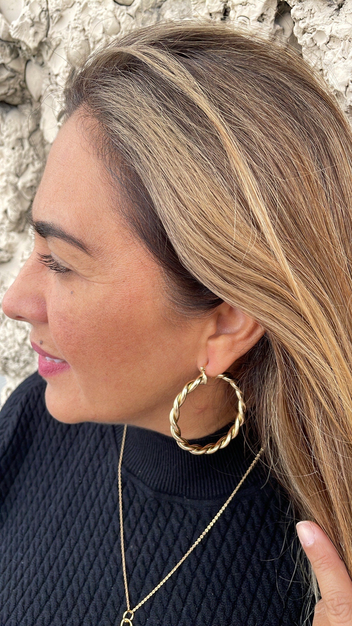 18k Gold Filled Dial Twisted Hoop Earrings