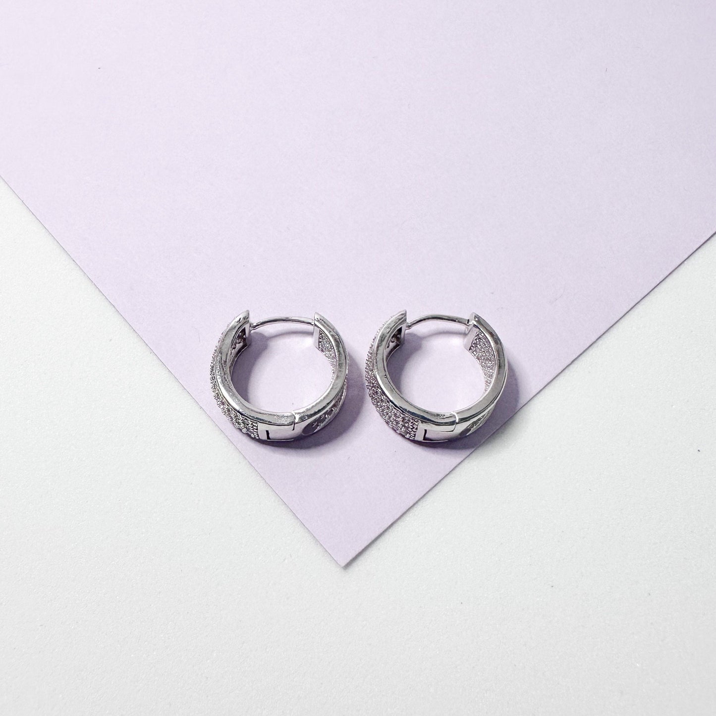 18k Gold Filled Chunky Pave Huggie Earrings