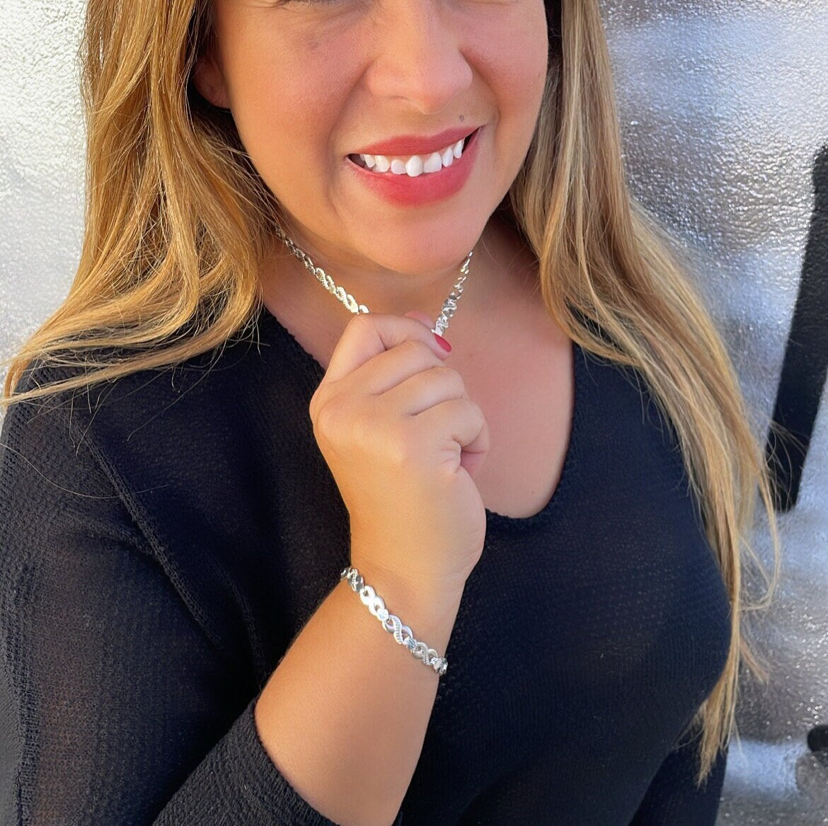 Silver Filled Flat Silver Infinity Set