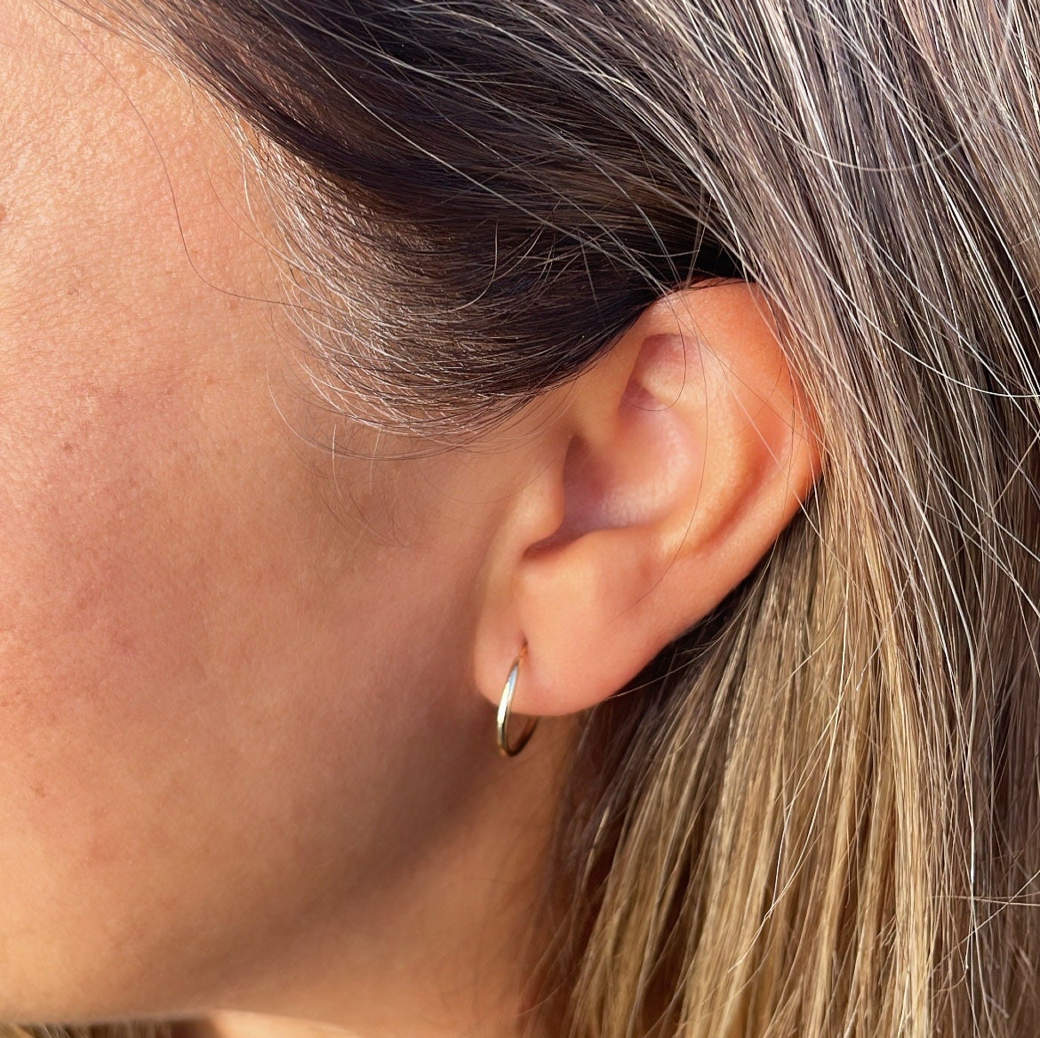 18k Gold Filled Small Thin Endless Hoop Earrings