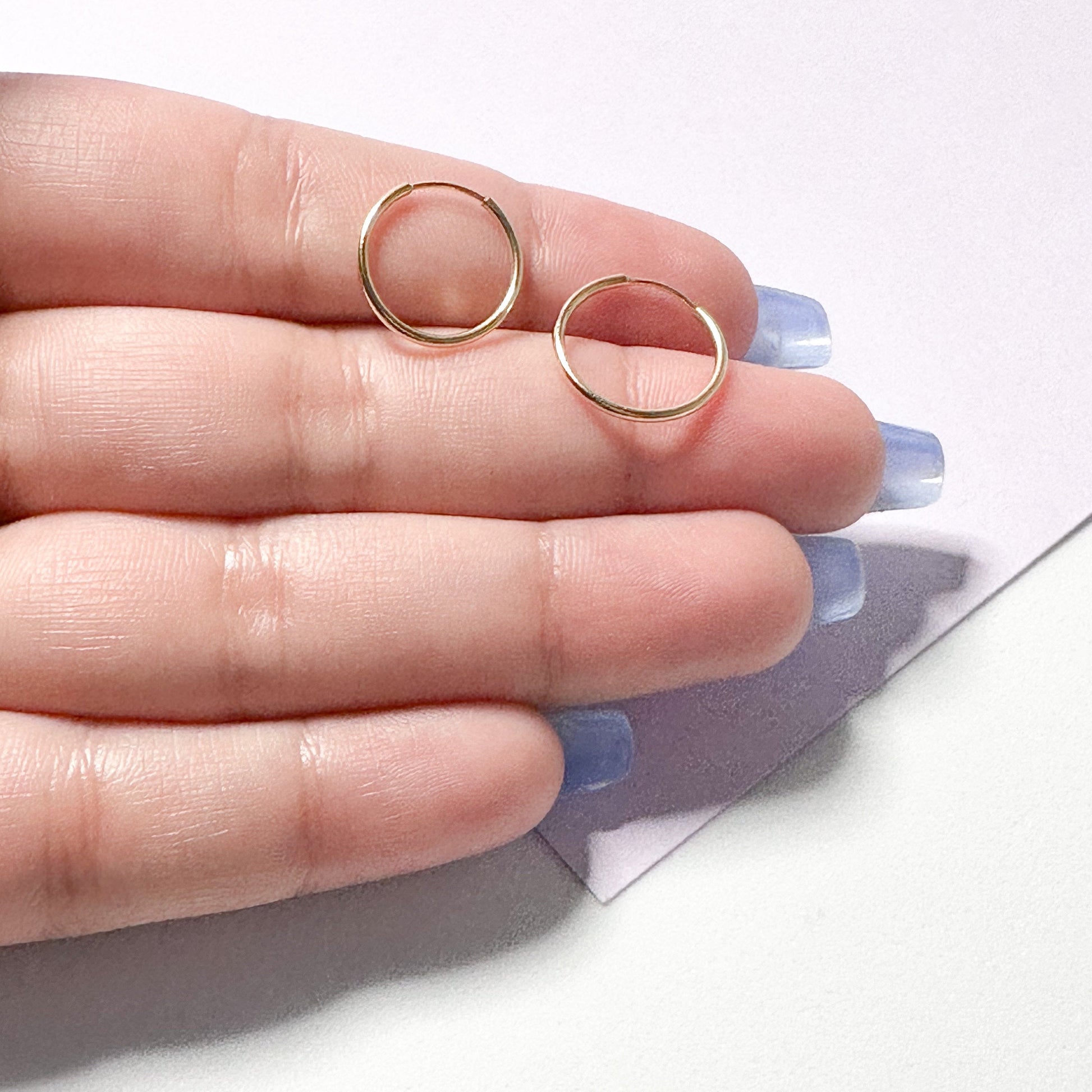 18k Gold Filled Small Thin Endless Hoop Earrings