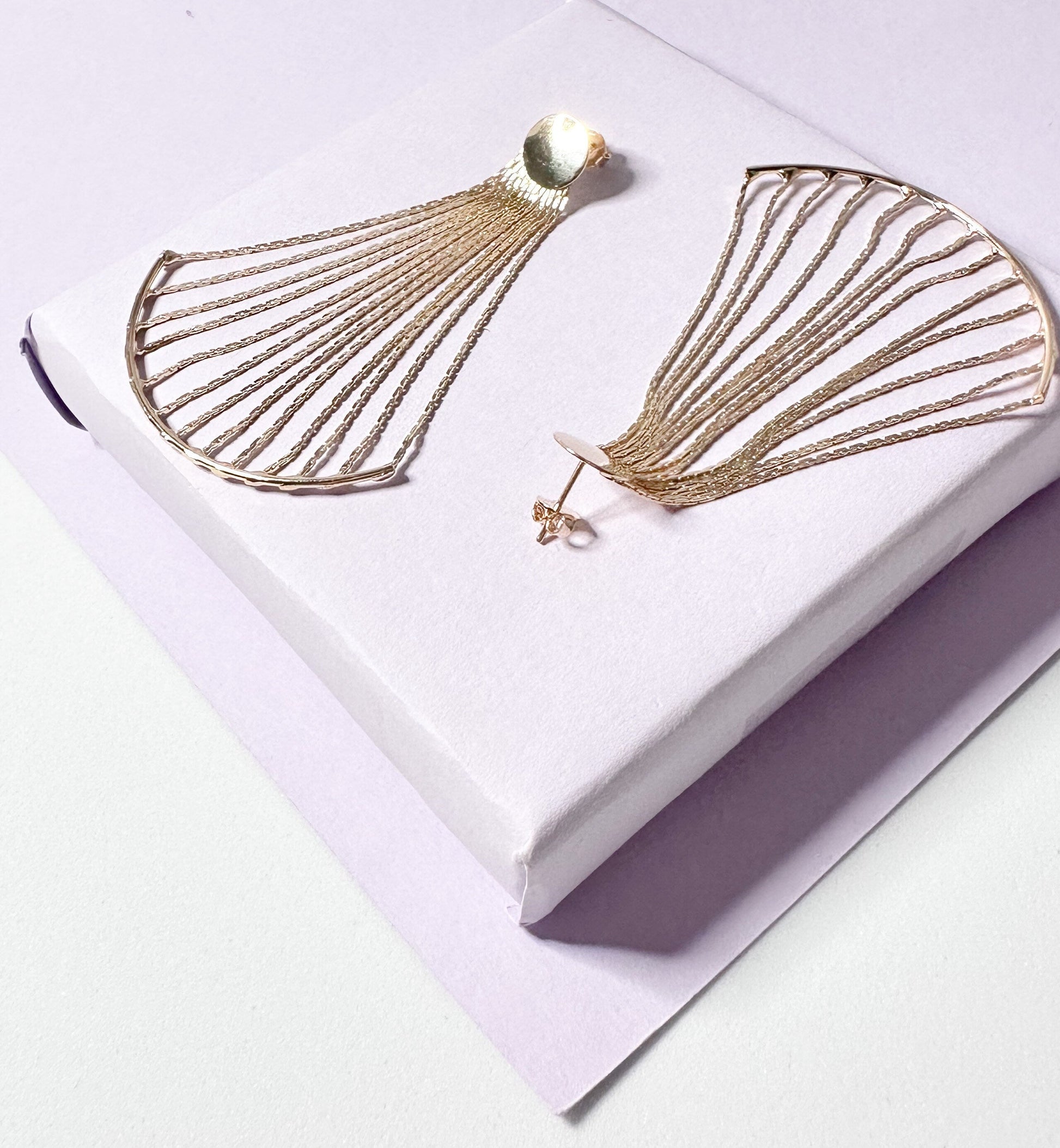 18k Gold Filled Delicate, Fish Fin Like Earrings