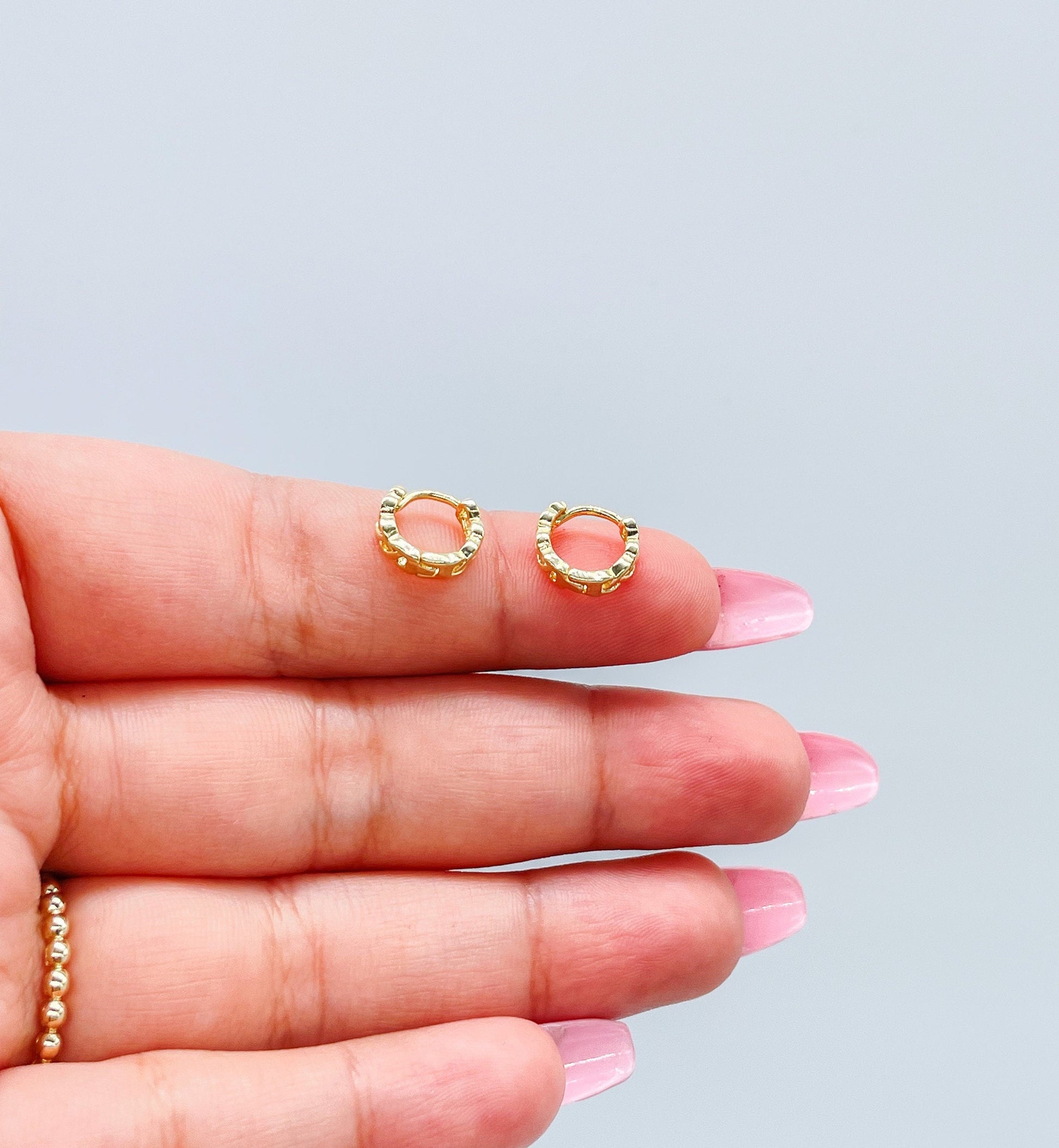 18k Gold Filled Plain Braided Huggie Earring Available in 2 Sizes