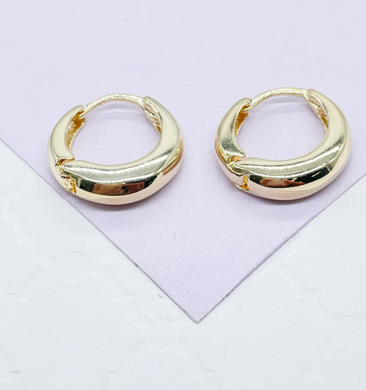 18k Gold Filled Smooth Plain Dome Huggie Earrings