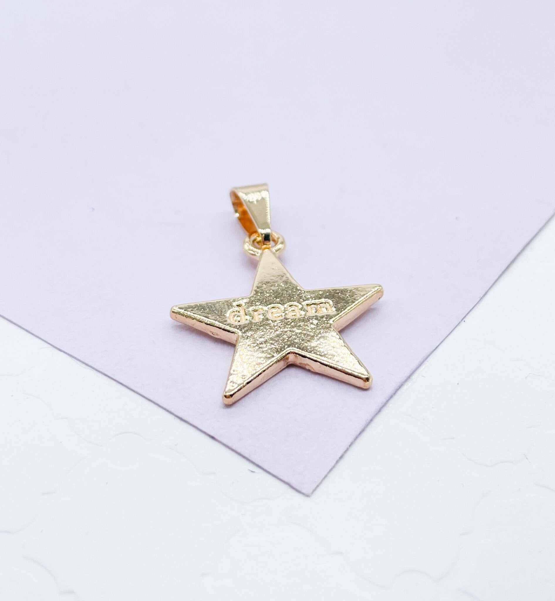 18k Gold Filled Solid Star With Dream Quote Center