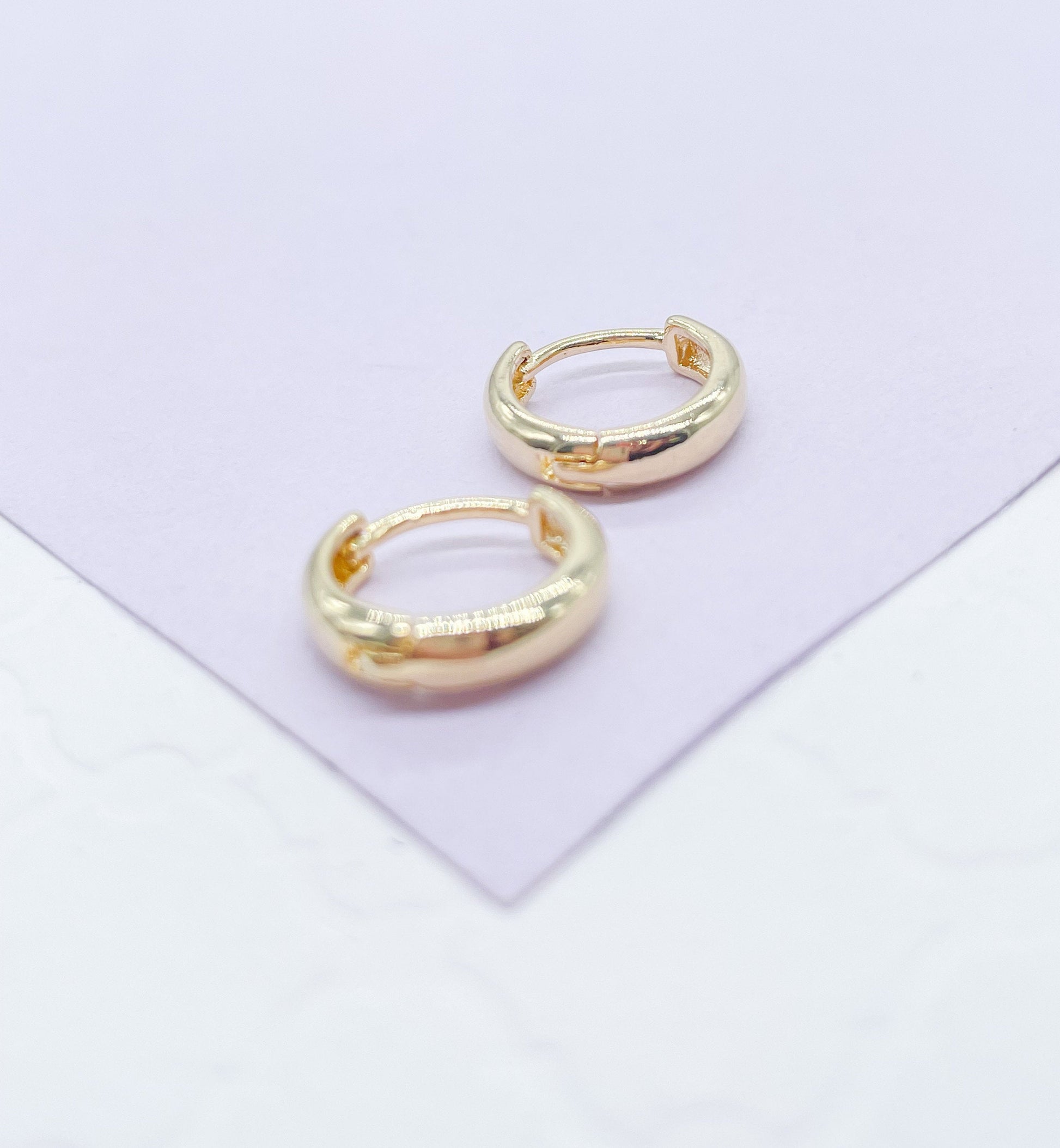 18k Gold Filled Plain Extra Small Huggie Earring