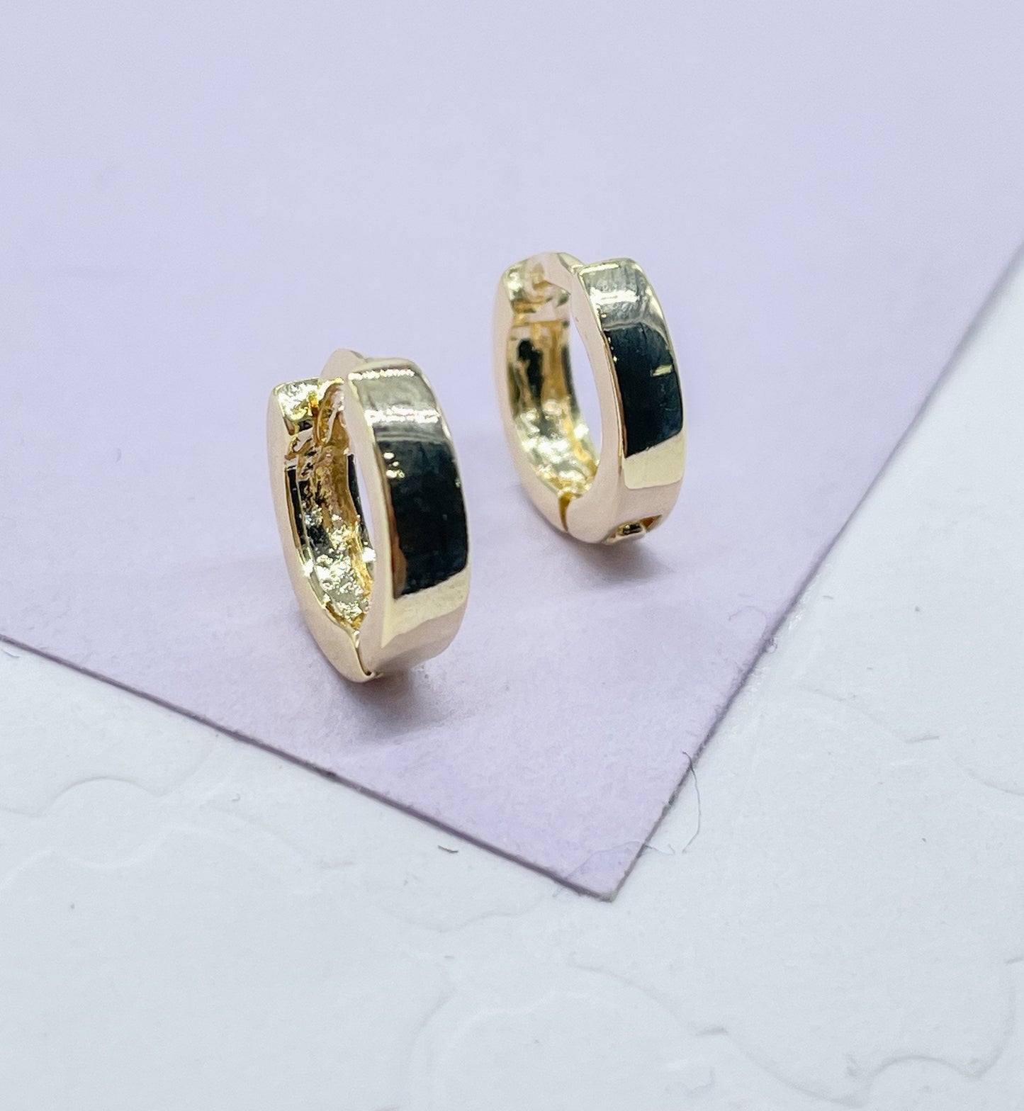 18k Gold Filled Ultra Light & Tiny Squared Huggie Earring