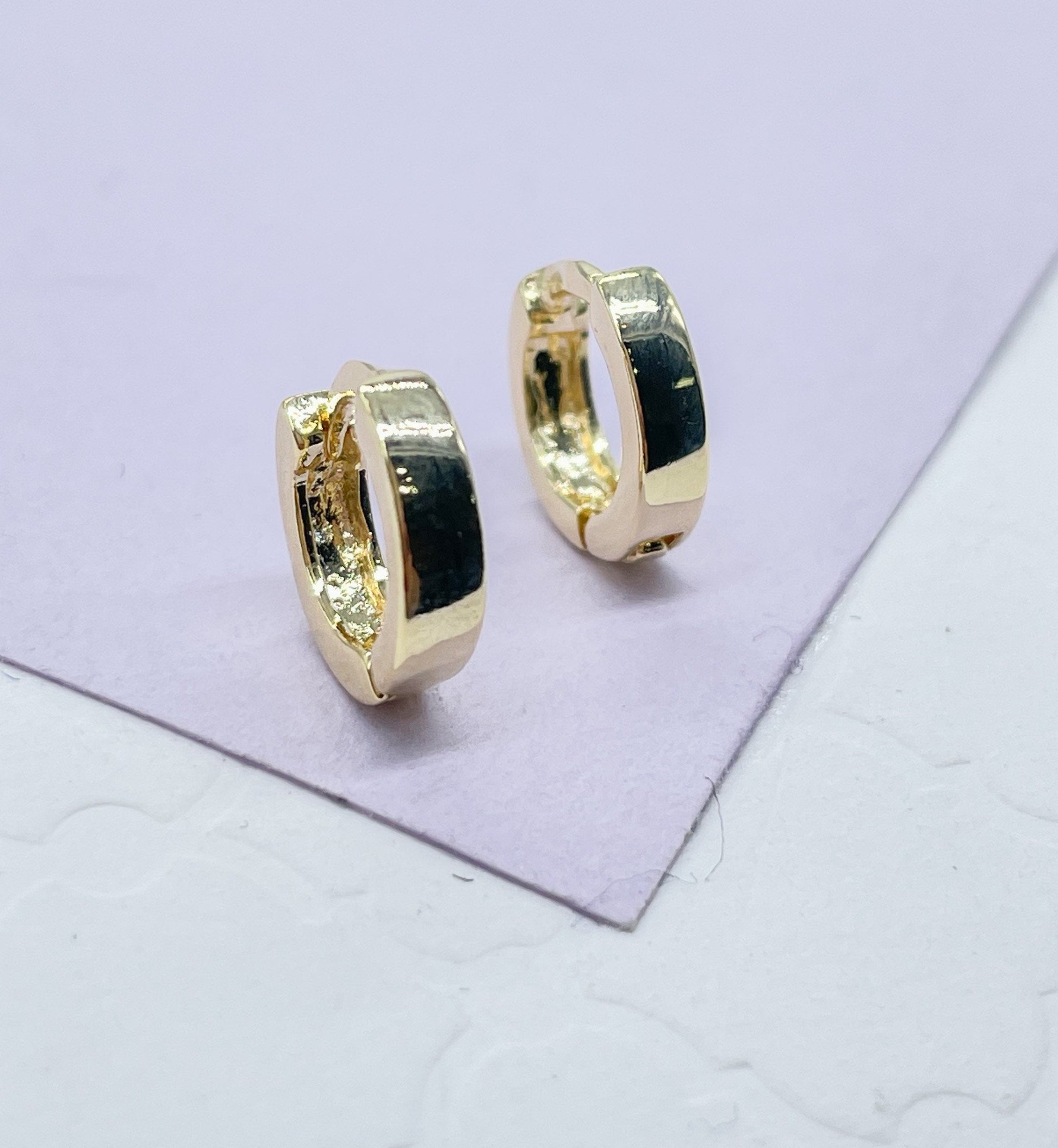 18k Gold Filled Ultra Light & Tiny Squared Huggie Earring