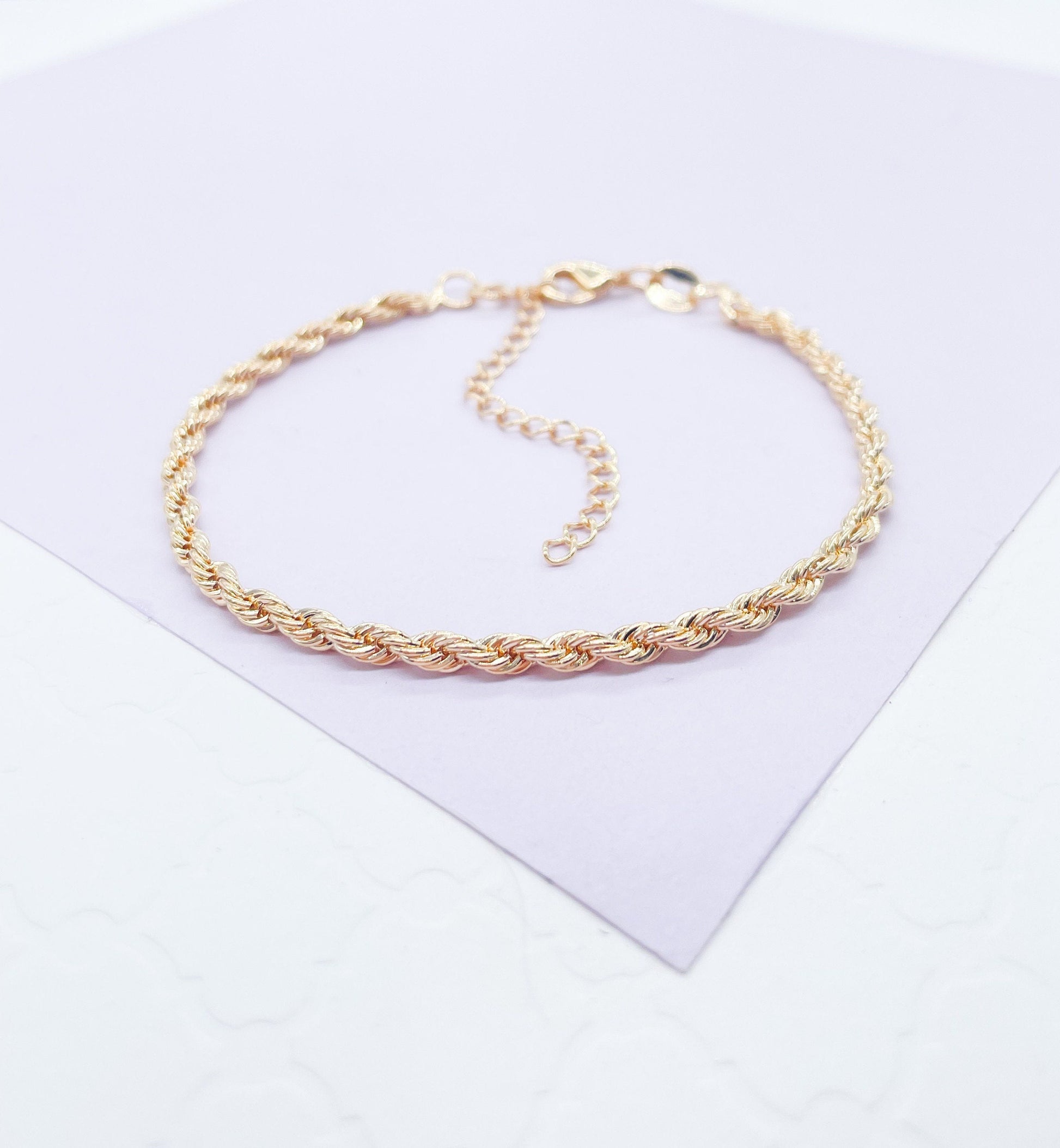 18k Gold Filled 3mm Rope Bracelet