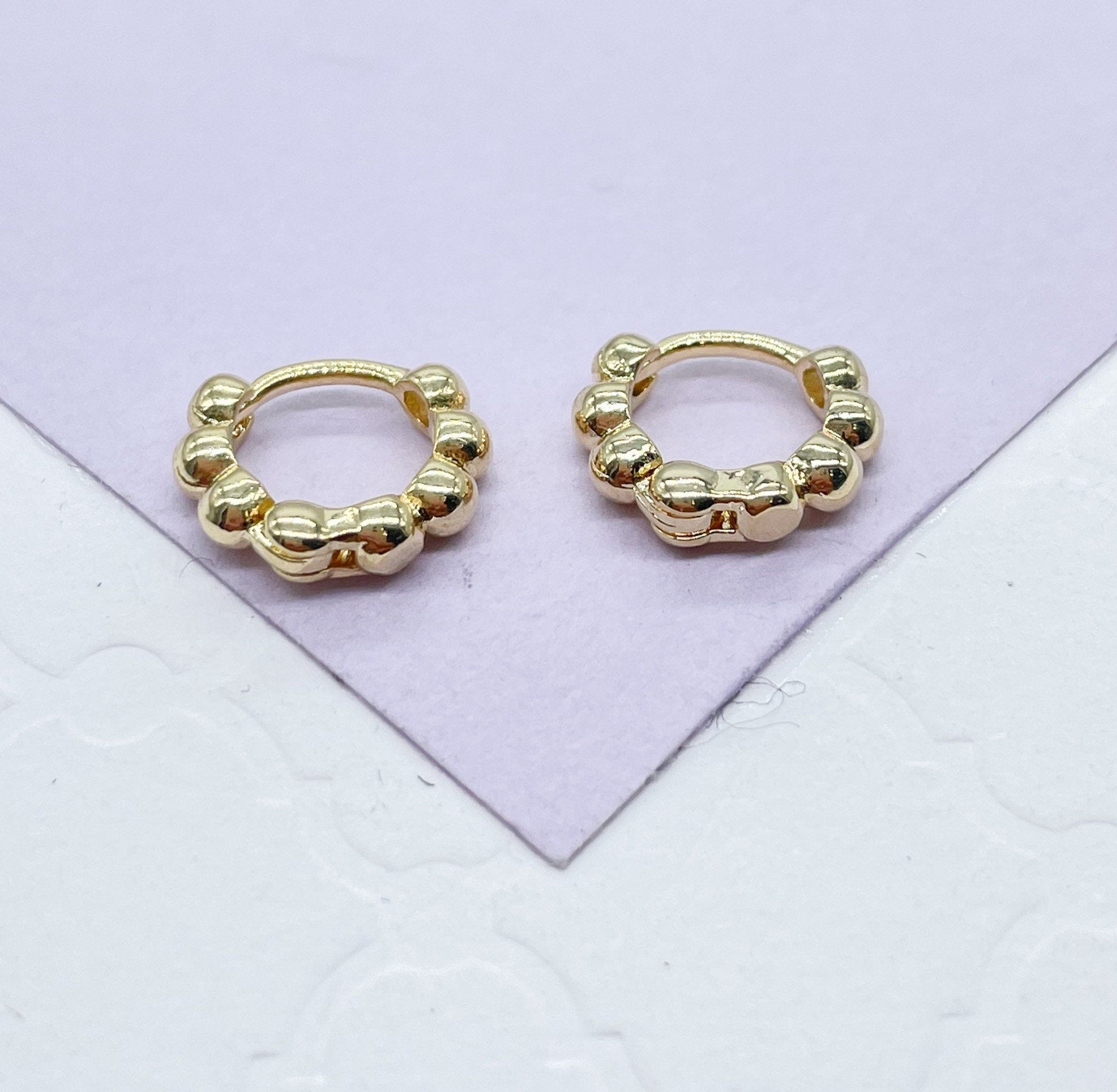 18k Gold Filled Tiny Bead Clicker Hoop
