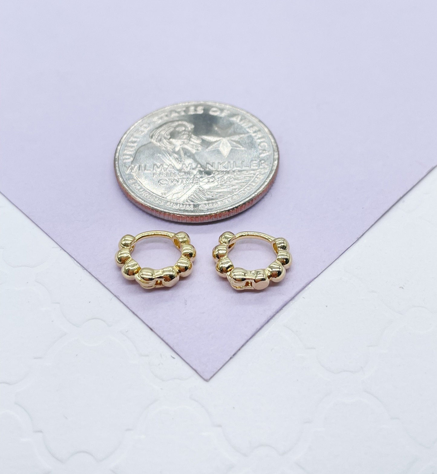 18k Gold Filled Tiny Bead Clicker Hoop