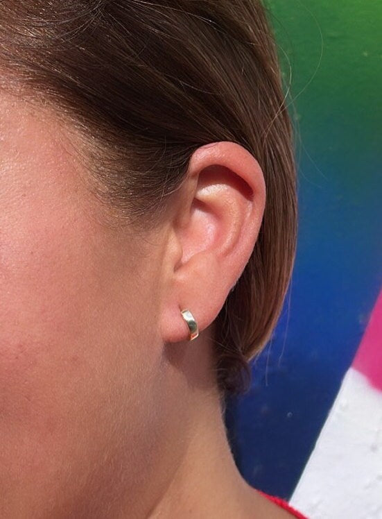 18k Gold Filled Ultra Light & Tiny Squared Huggie Earring
