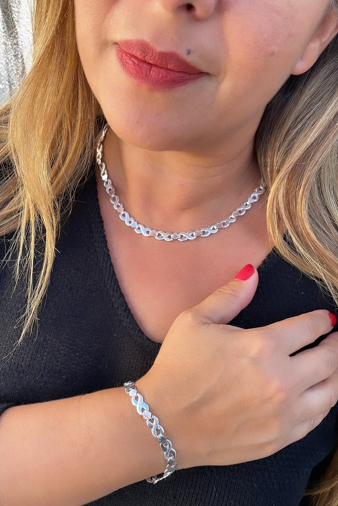 Silver Filled Flat Silver Infinity Set