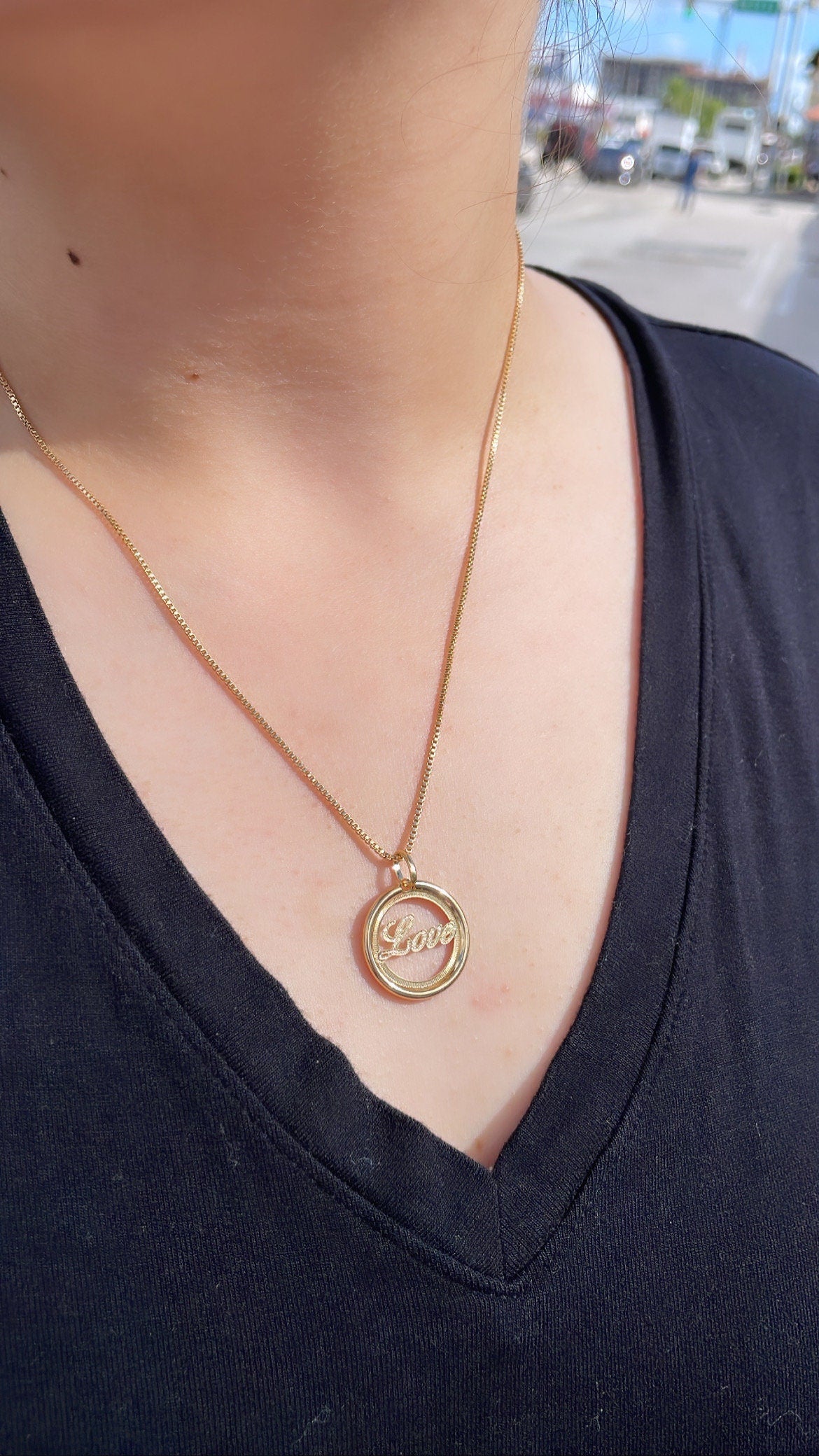 18k Gold Filled Medallion Pendant With Love In the Center
