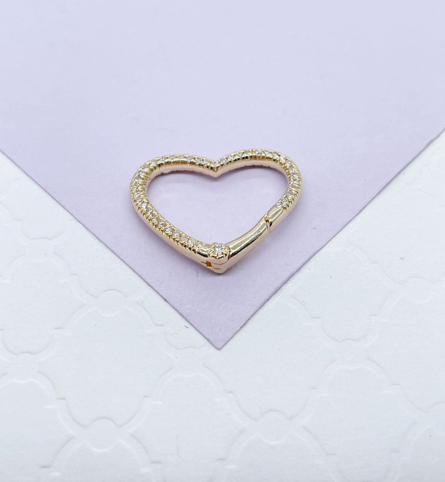 18k Gold Filled Pave Heart Clasps