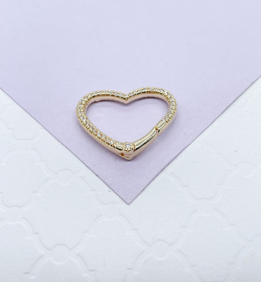 18k Gold Filled Pave Heart Clasps