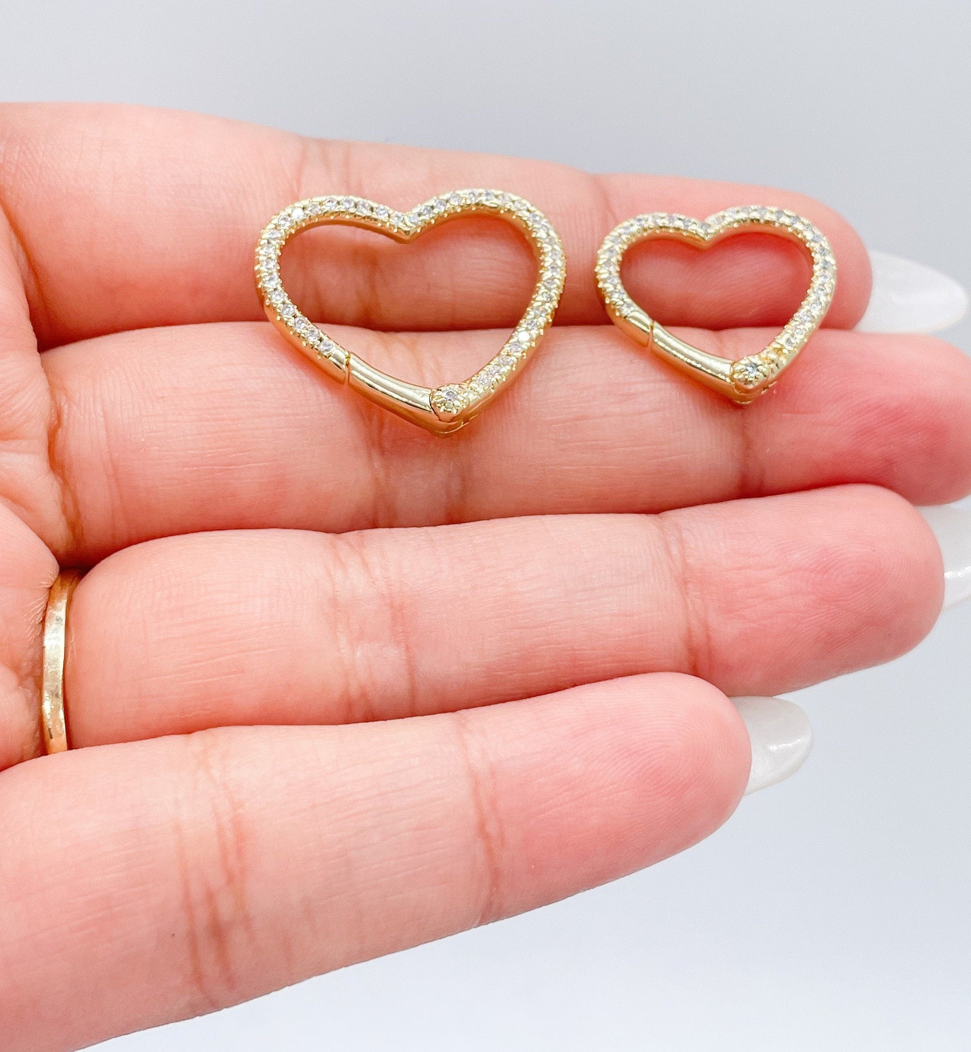 18k Gold Filled Pave Heart Clasps