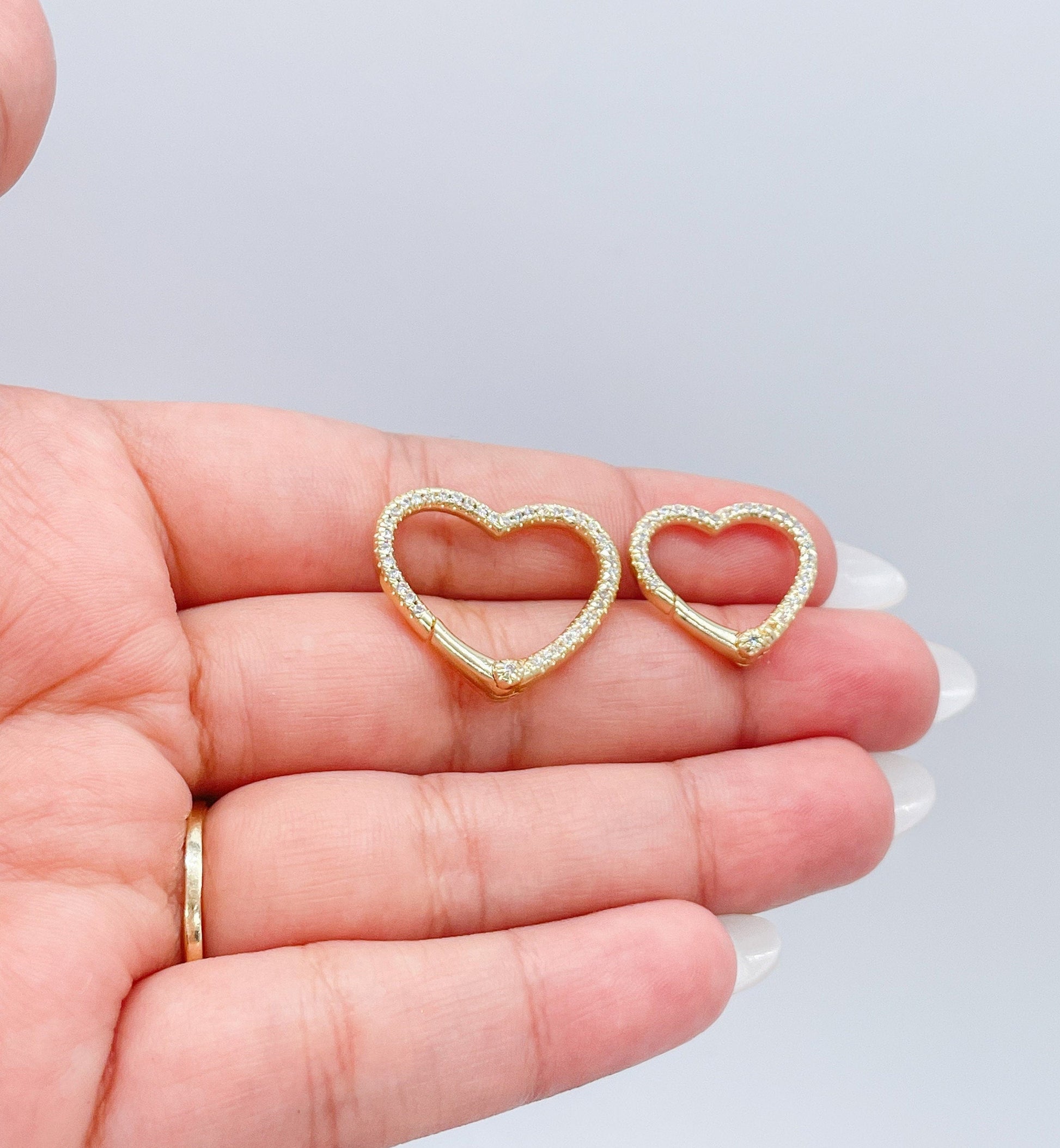 18k Gold Filled Pave Heart Clasps