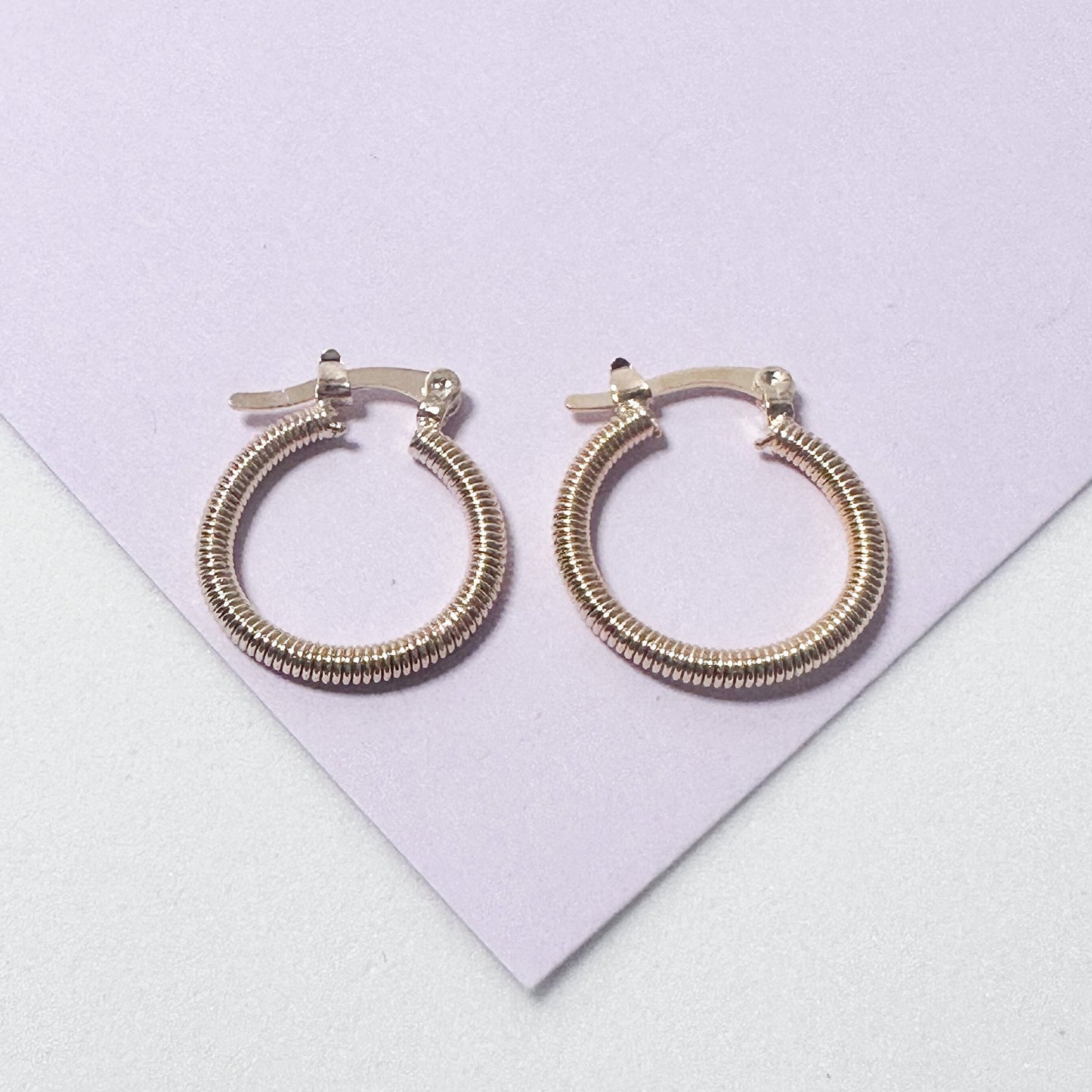 18k Gold Filled Thin Twisted Hoop Earrings in 2 Sizes