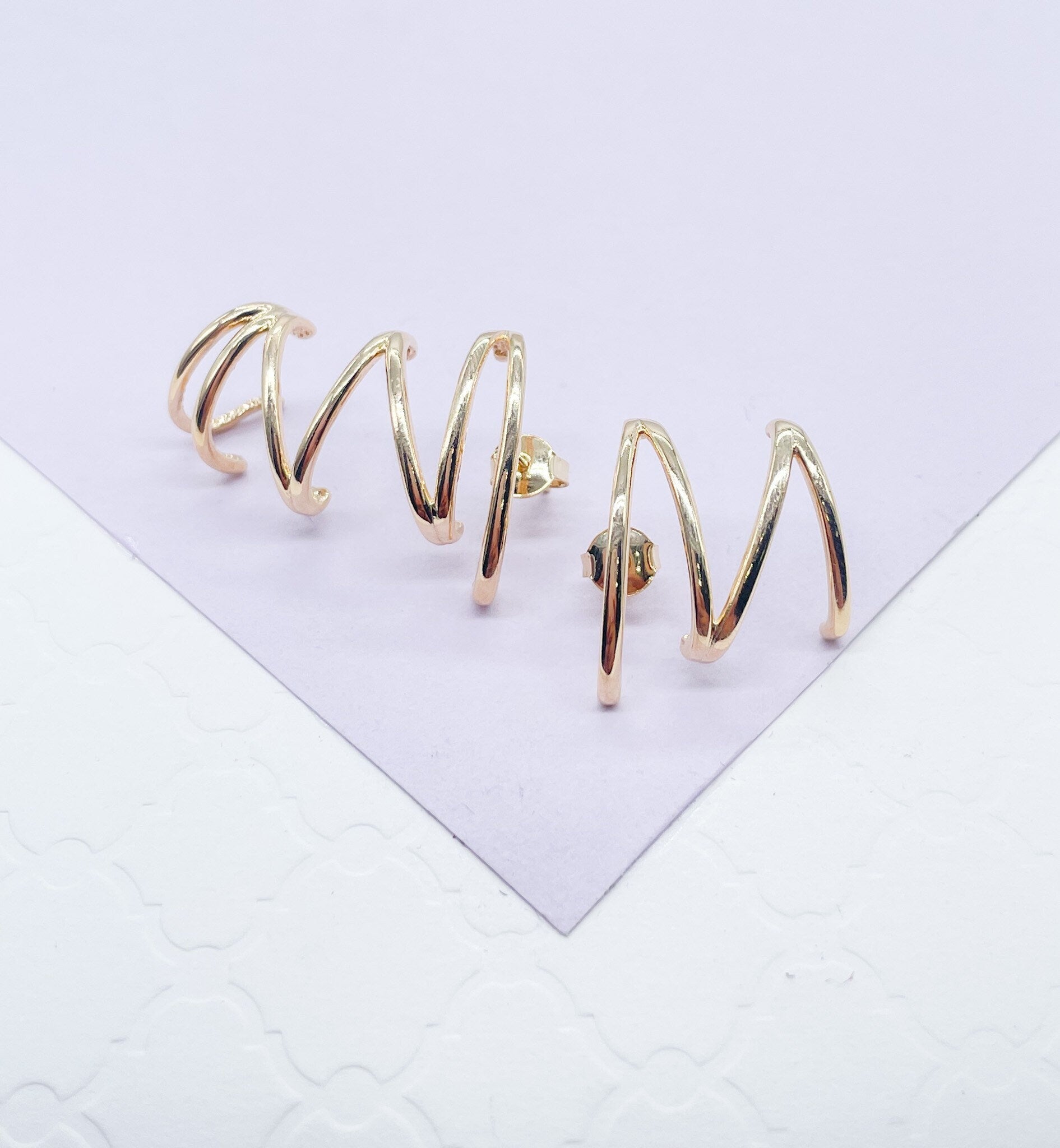 18k Gold Filled Line Crowded Claw Stud Earring