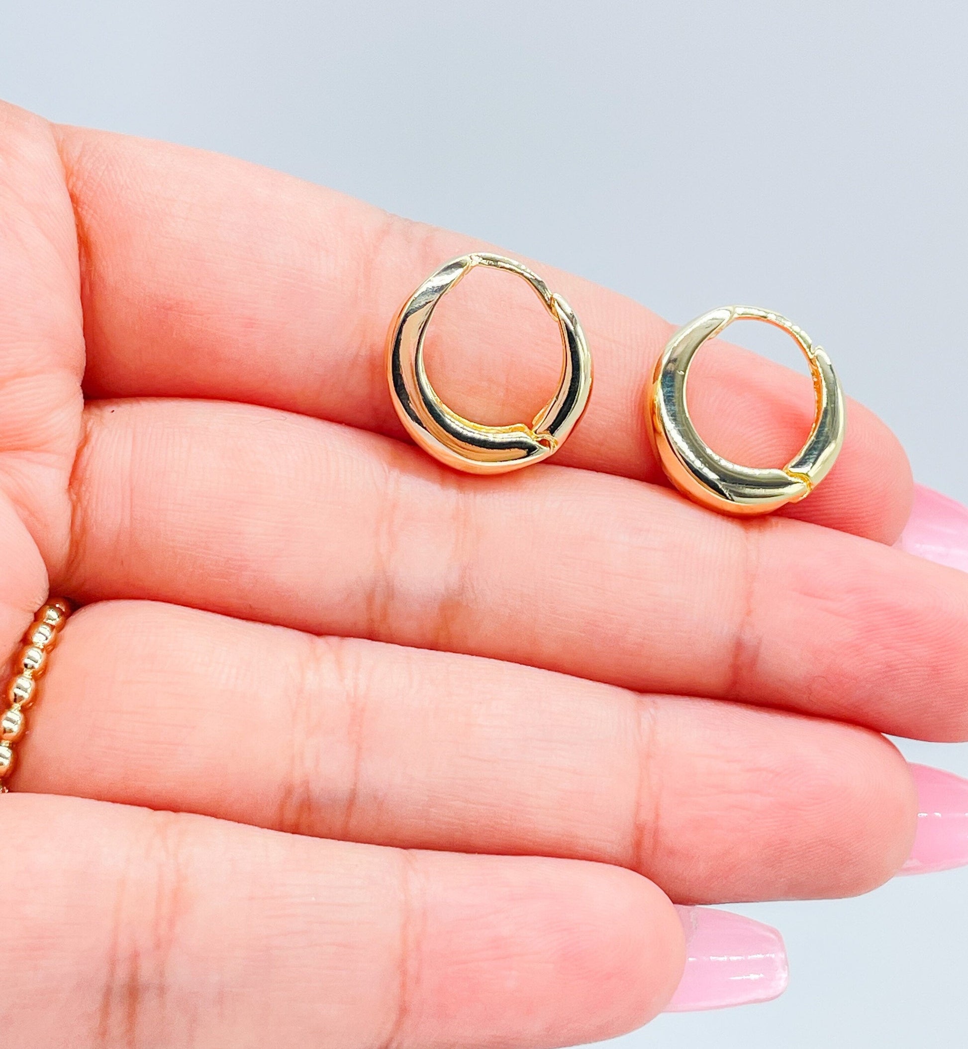 18k Gold Filled Smooth Plain Dome Huggie Earrings