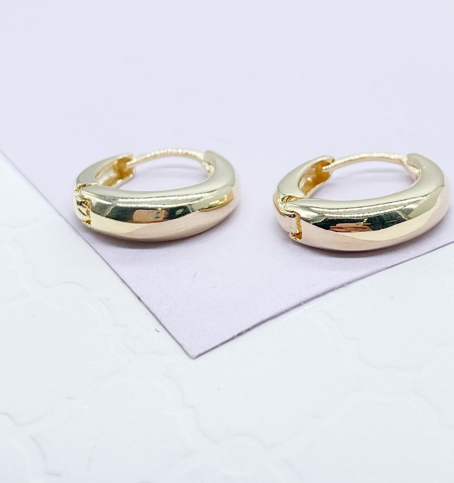 18k Gold Filled Smooth Plain Dome Huggie Earrings