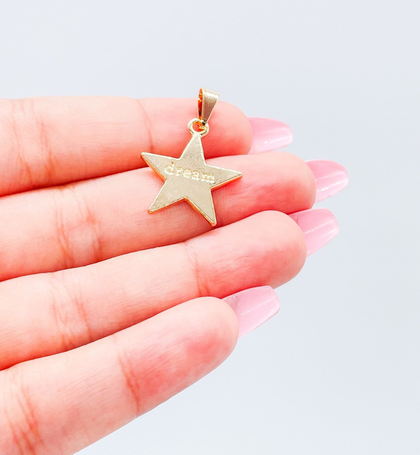 18k Gold Filled Solid Star With Dream Quote Center
