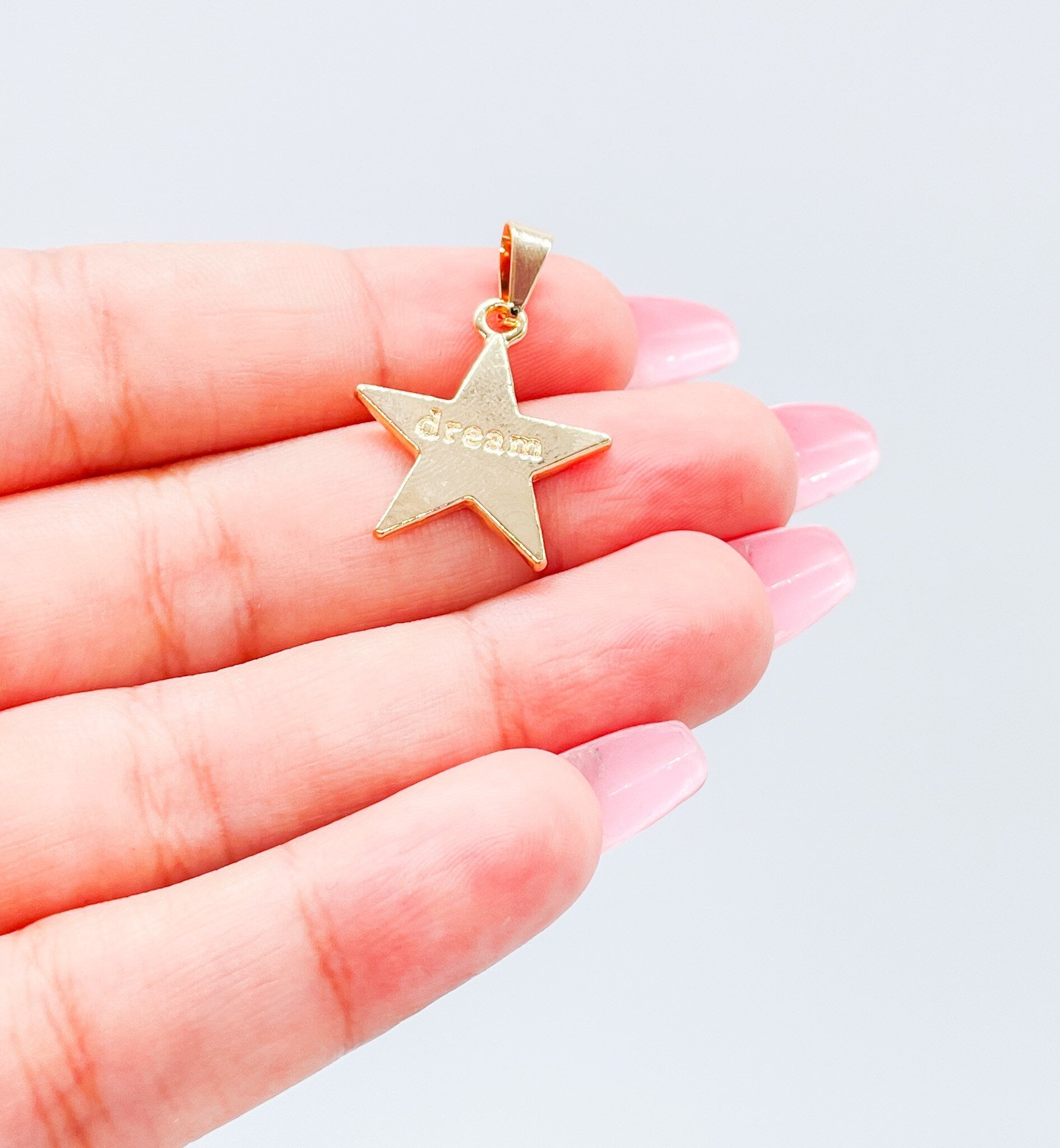 18k Gold Filled Solid Star With Dream Quote Center