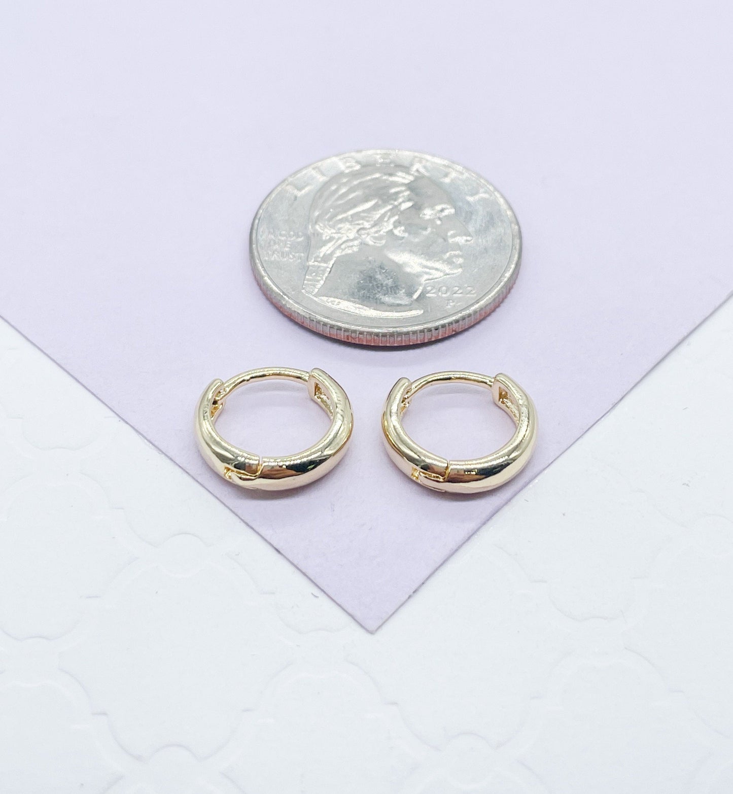 18k Gold Filled Plain Extra Small Huggie Earring