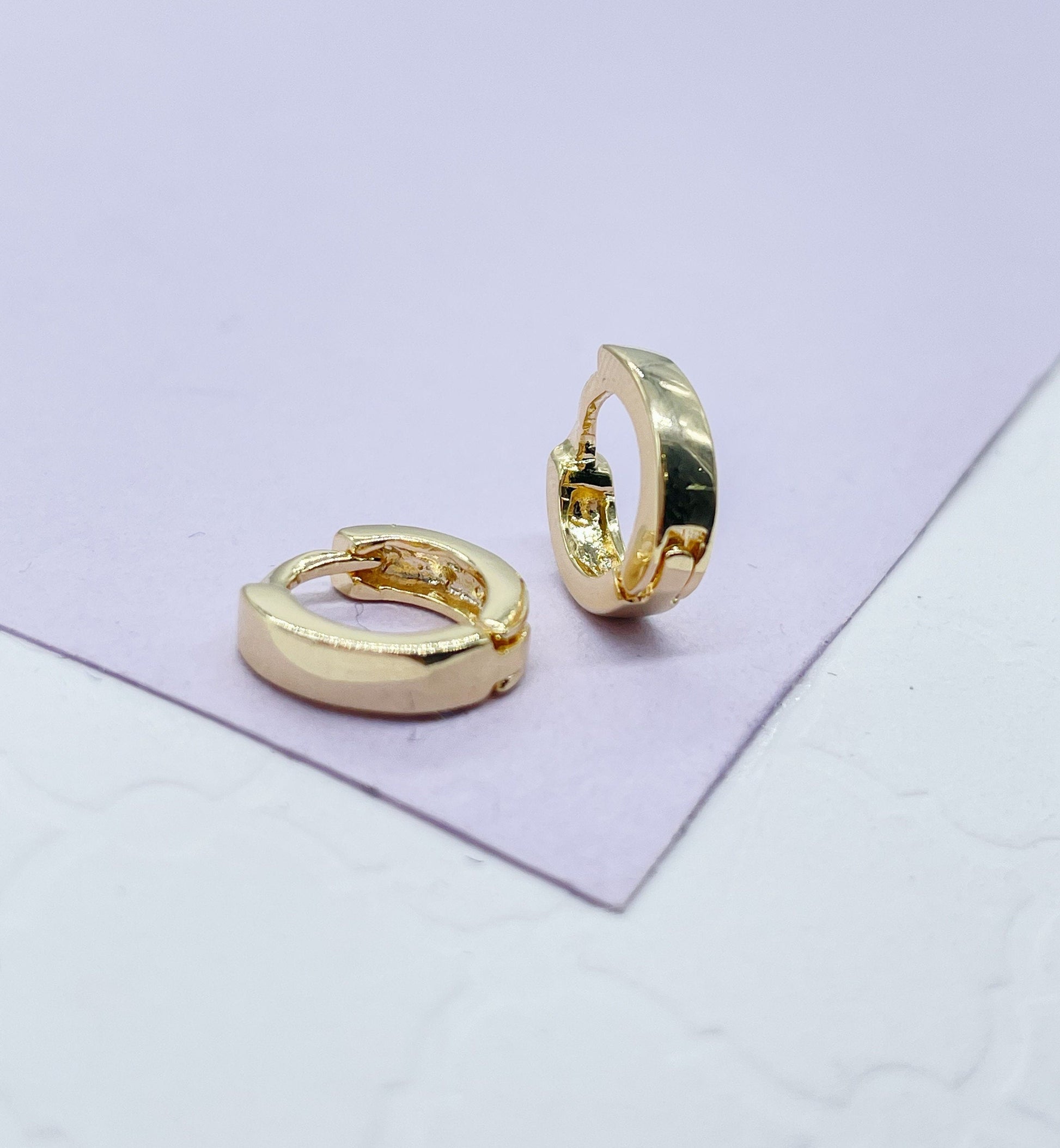 18k Gold Filled Ultra Light & Tiny Squared Huggie Earring