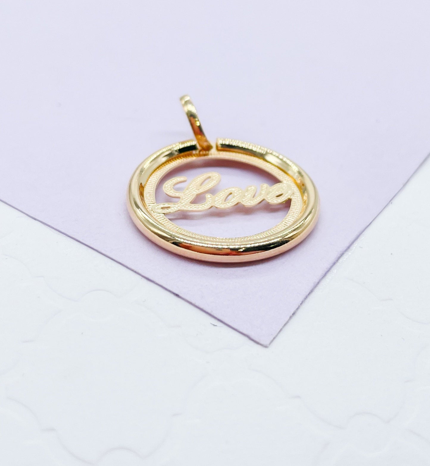 18k Gold Filled Medallion Pendant With Love In the Center