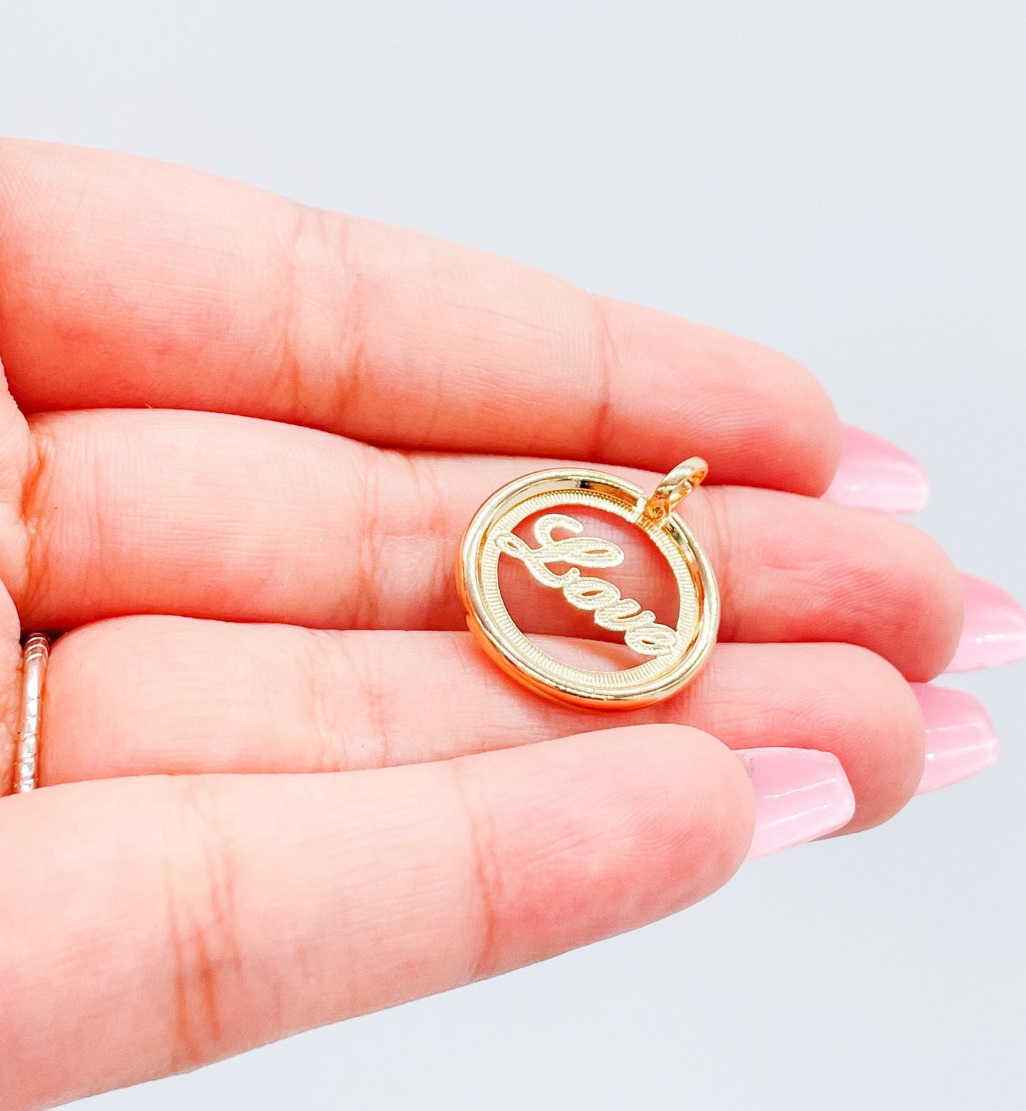 18k Gold Filled Medallion Pendant With Love In the Center