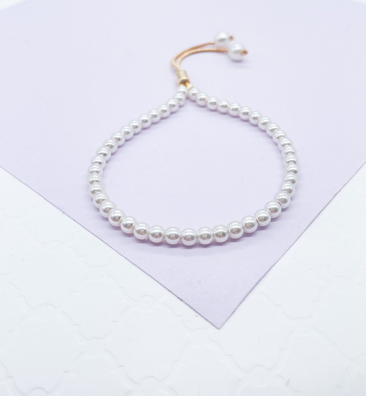 18k Gold Filled Pearl Adjustable Bracelet