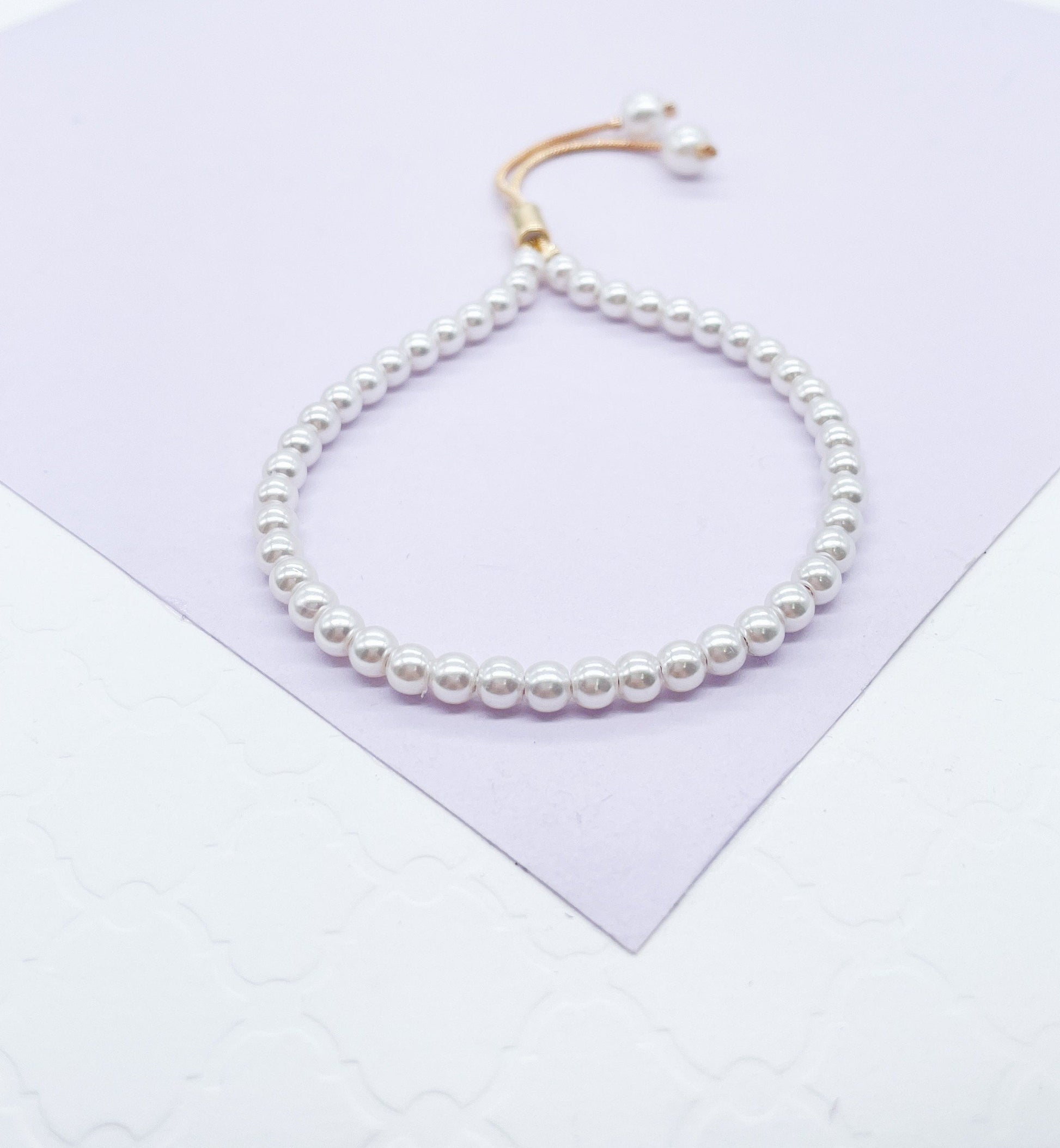 18k Gold Filled Pearl Adjustable Bracelet