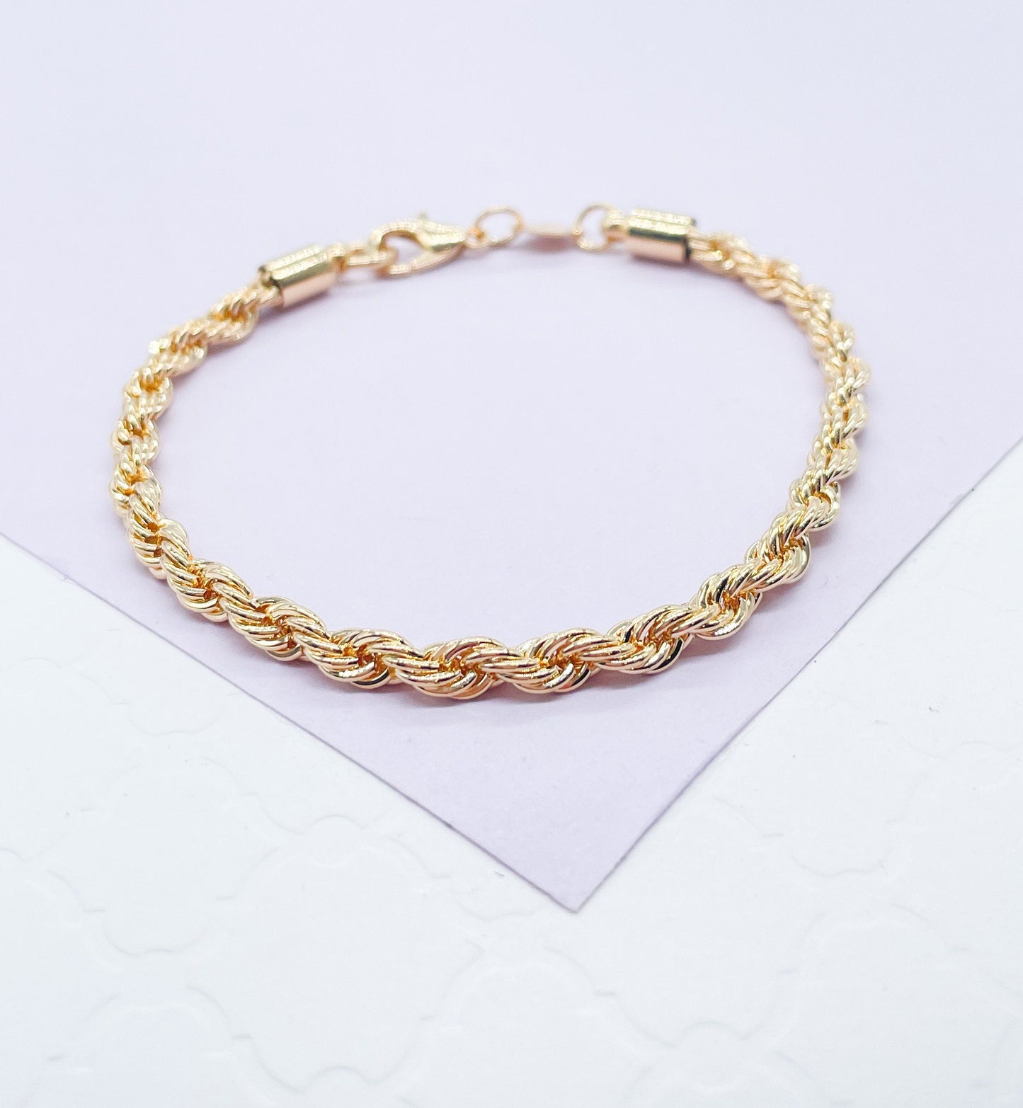 18k Gold Filled 4mm Rope Bracelet