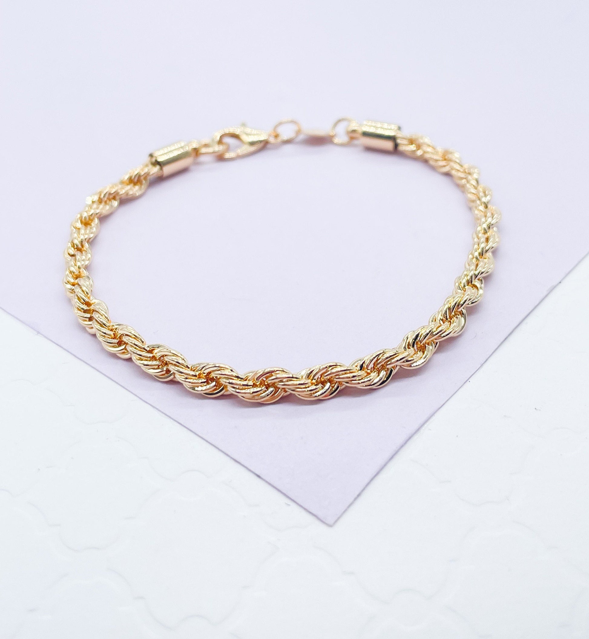 18k Gold Filled 4mm Rope Bracelet