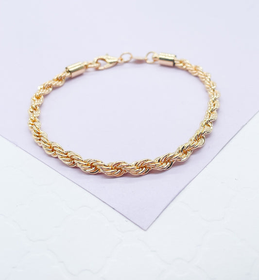 18k Gold Filled 4mm Rope Bracelet