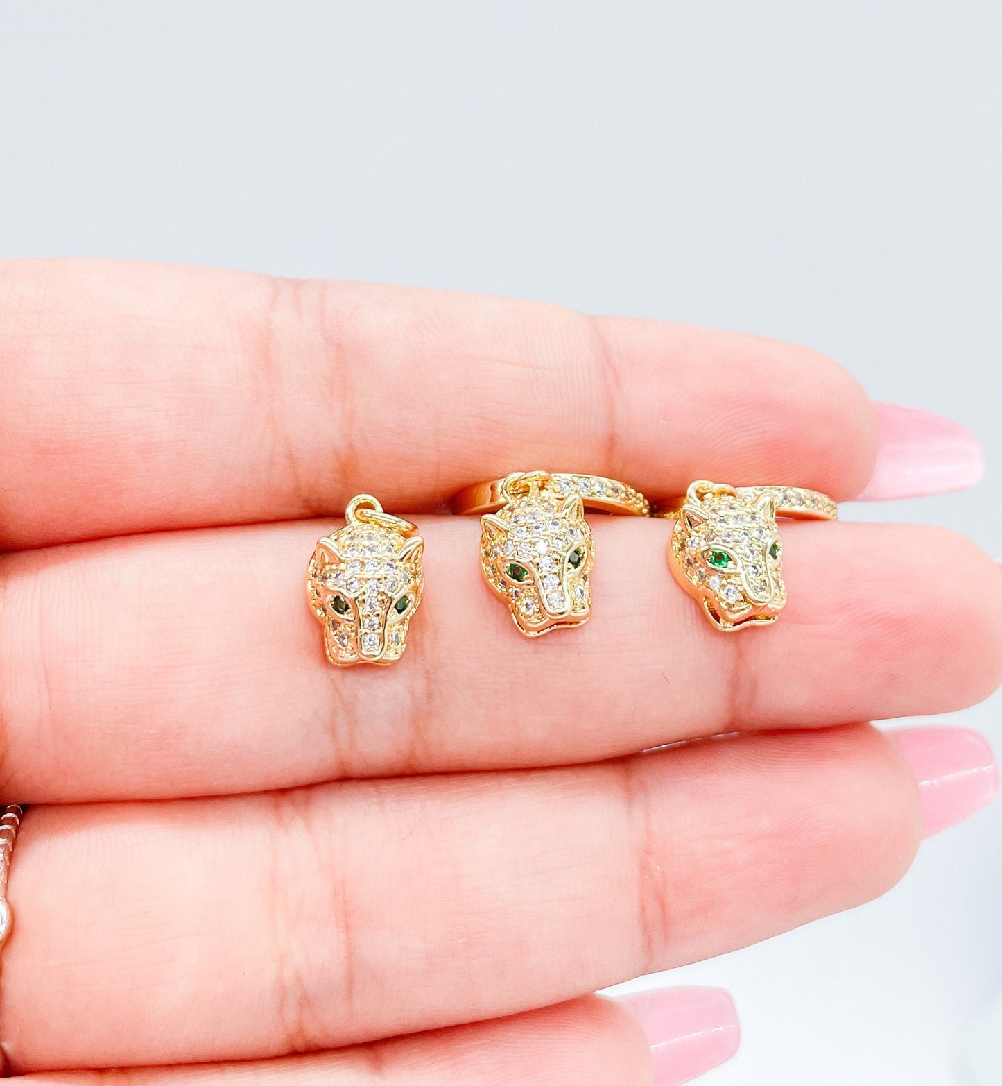 18k Gold Filled Leopard Face Set