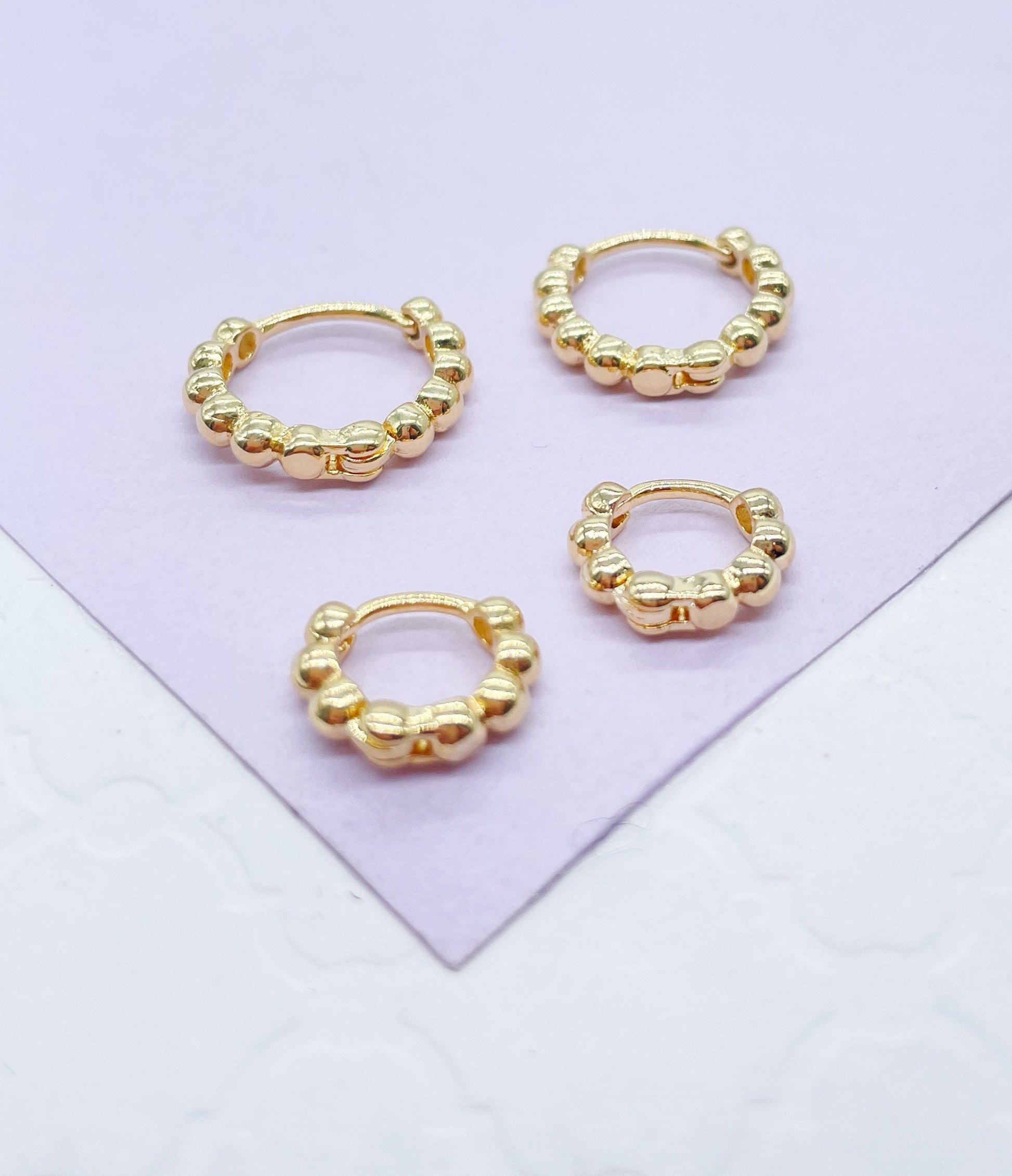 18k Gold Filled Tiny Bead Clicker Hoop