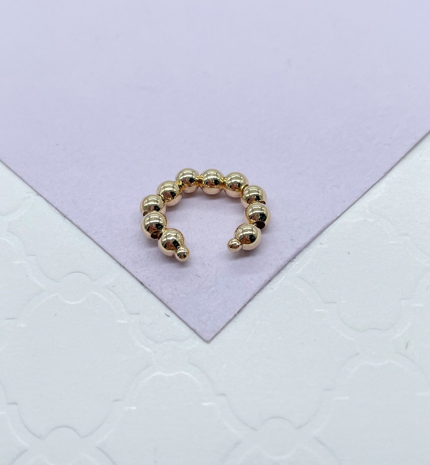 18k Gold Filled Beaded Ear Cuffs in Pearl Gold Bead Styles