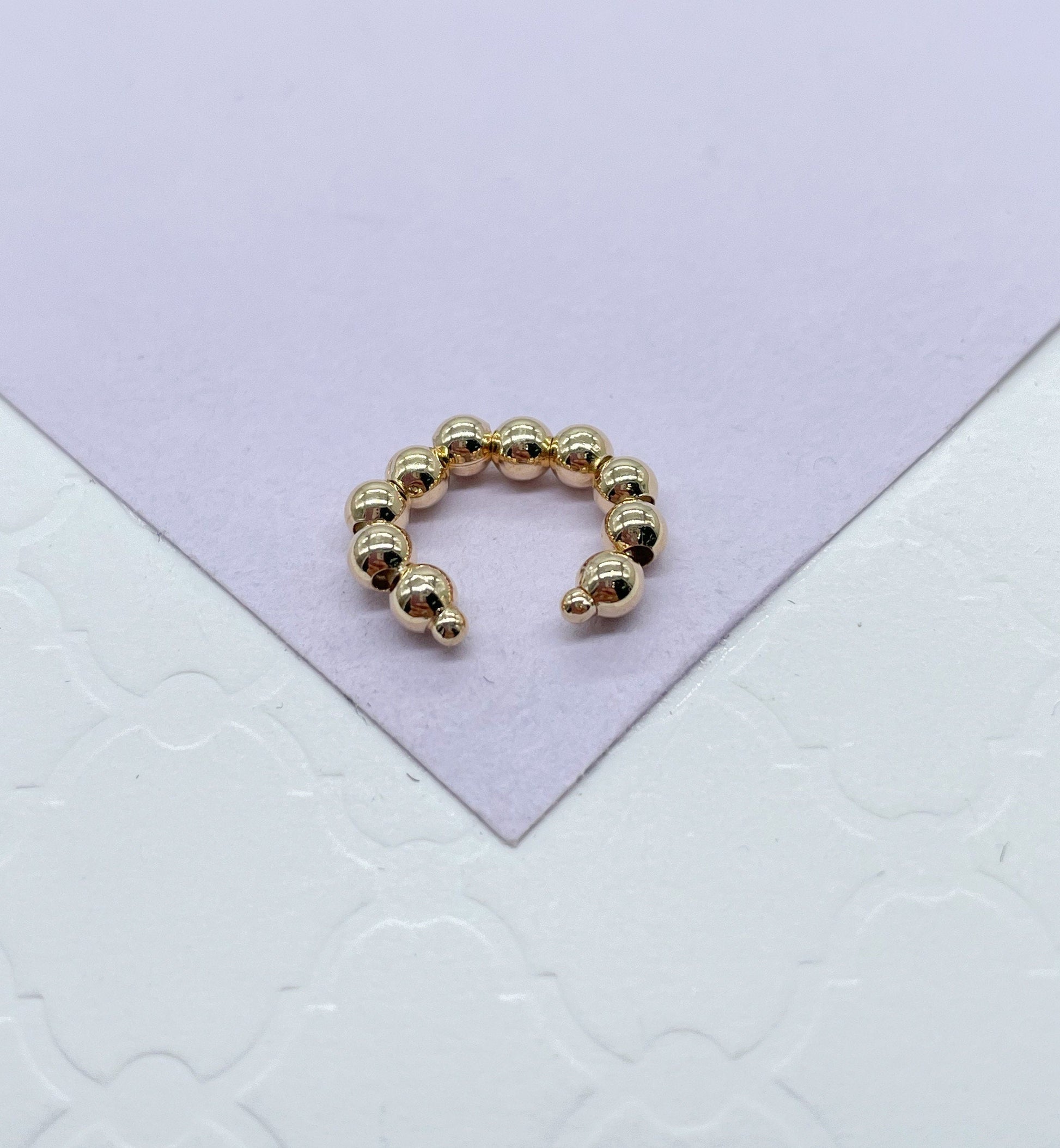 18k Gold Filled Beaded Ear Cuffs in Pearl Gold Bead Styles