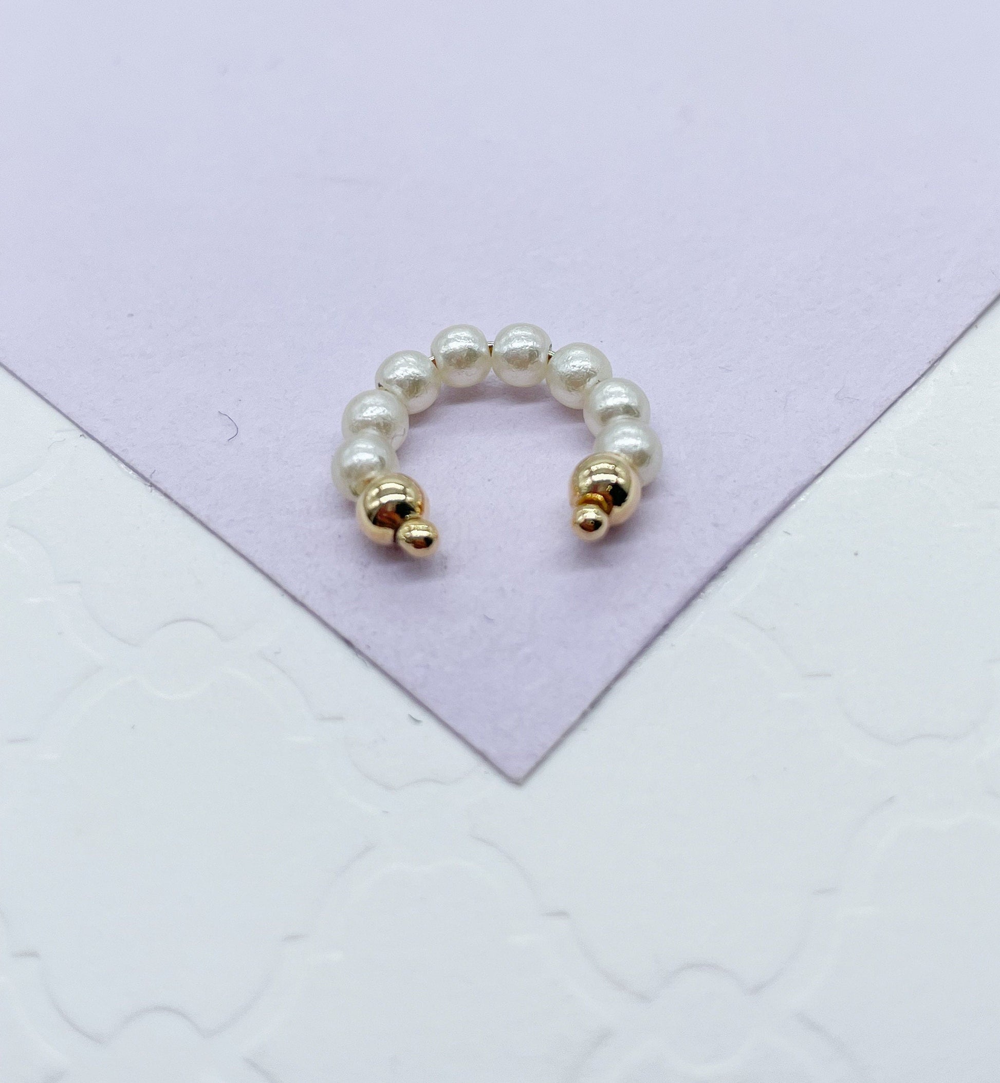 18k Gold Filled Beaded Ear Cuffs in Pearl Gold Bead Styles