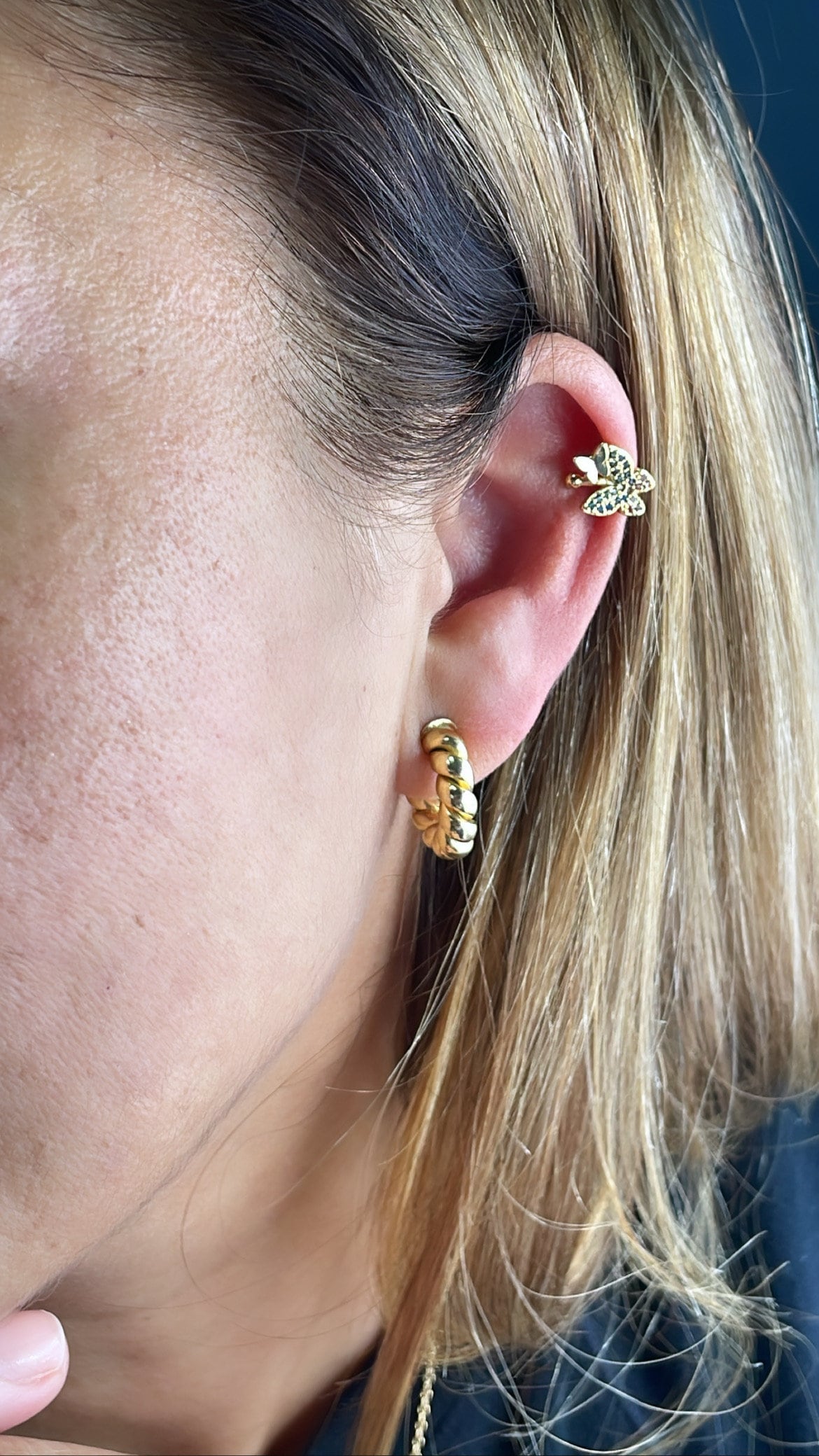 18k Gold Filled Rainbow Themed Butterfly Earring Cuff