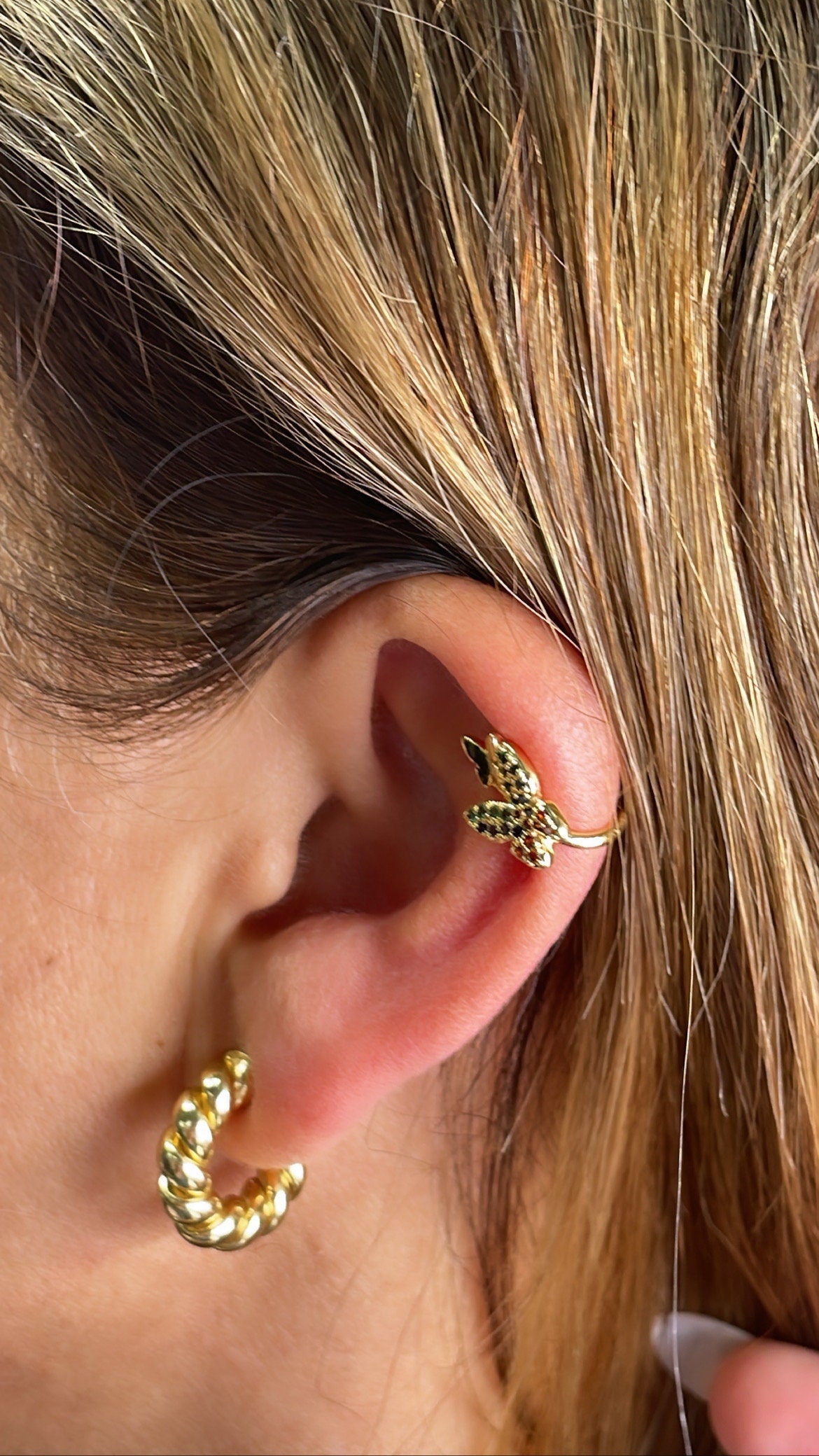 18k Gold Filled Rainbow Themed Butterfly Earring Cuff