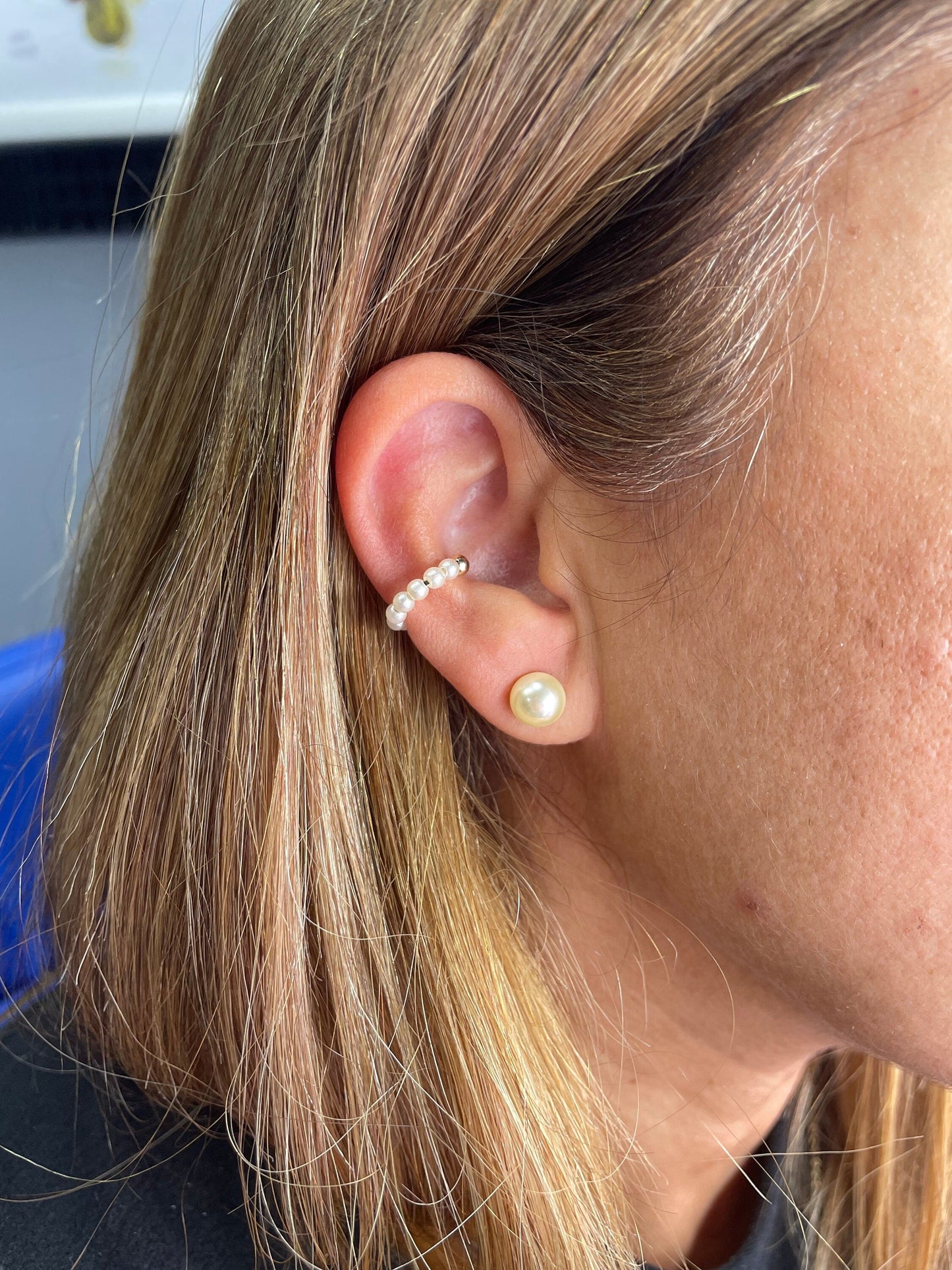 18k Gold Filled Beaded Ear Cuffs in Pearl Gold Bead Styles