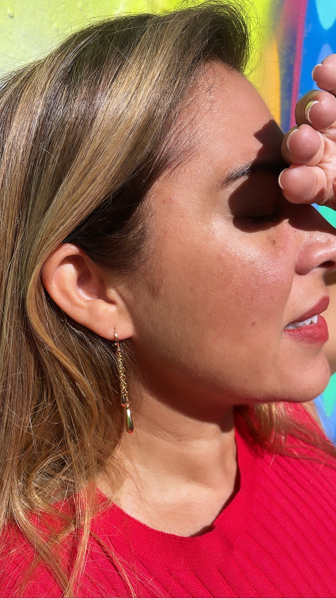 18k Gold Filled Dangling Dual Tear Drop Earring