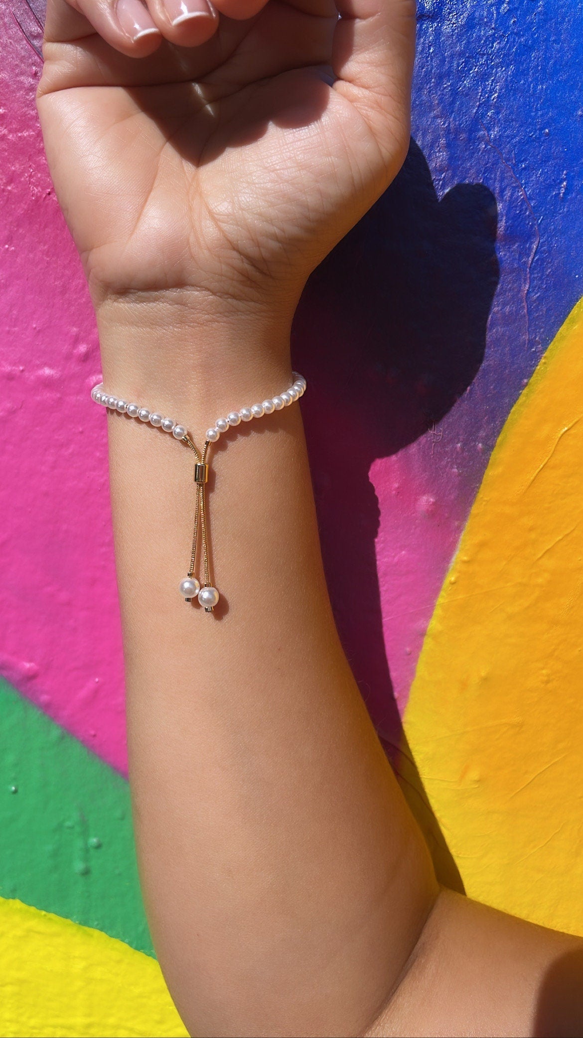 18k Gold Filled Pearl Adjustable Bracelet