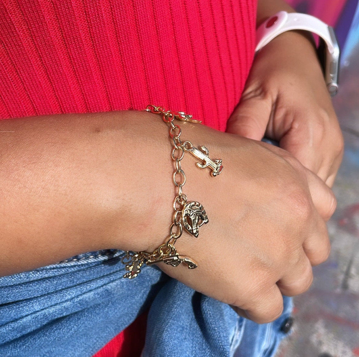 18k Gold Filled “Wild West” Themed Charm Bracelet